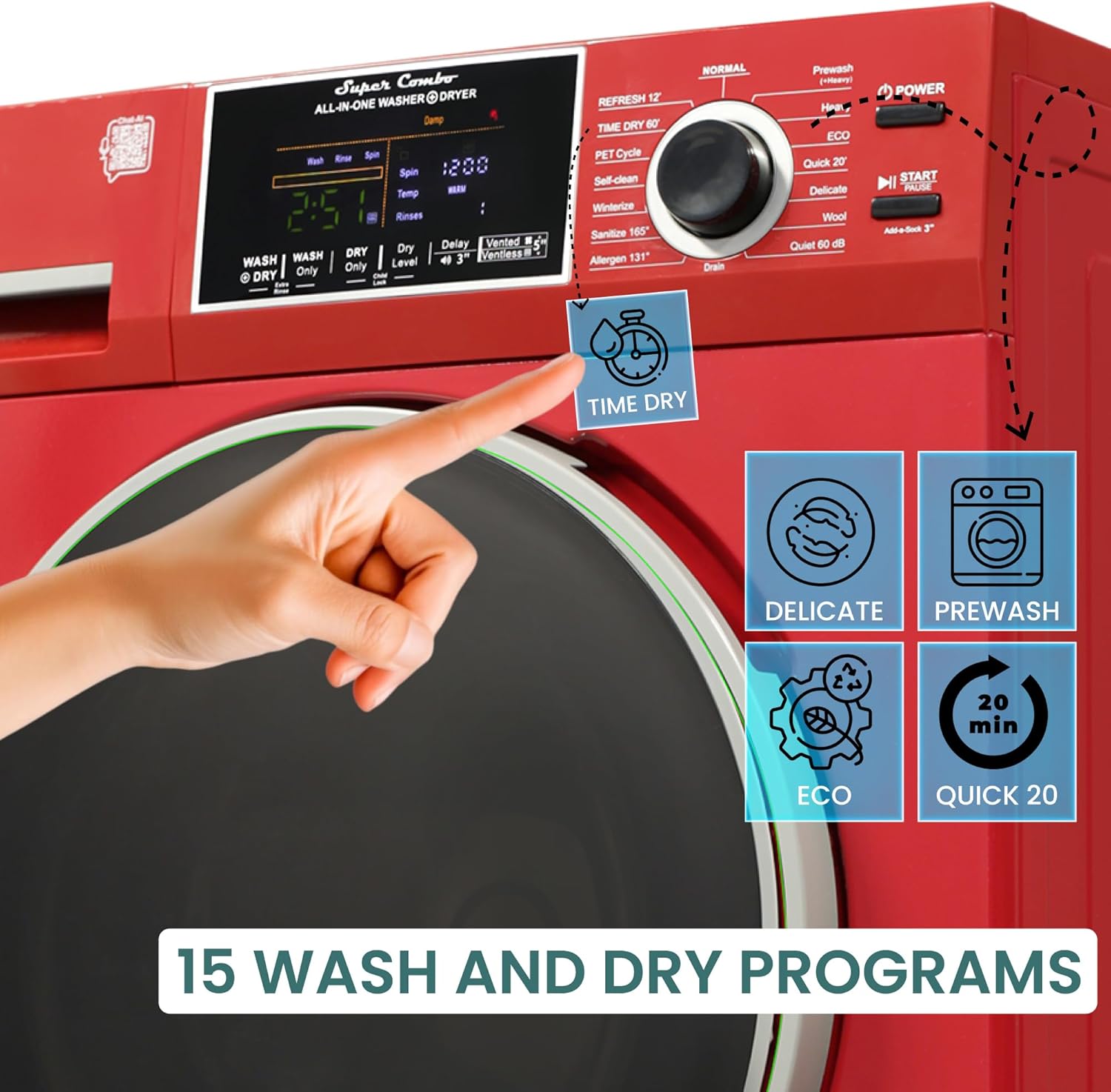 Equator All-in-One 4600 Washer Dryer VENTLESS/VENTED PET Cycle 1.62cf/15lbs 110V in Merlot