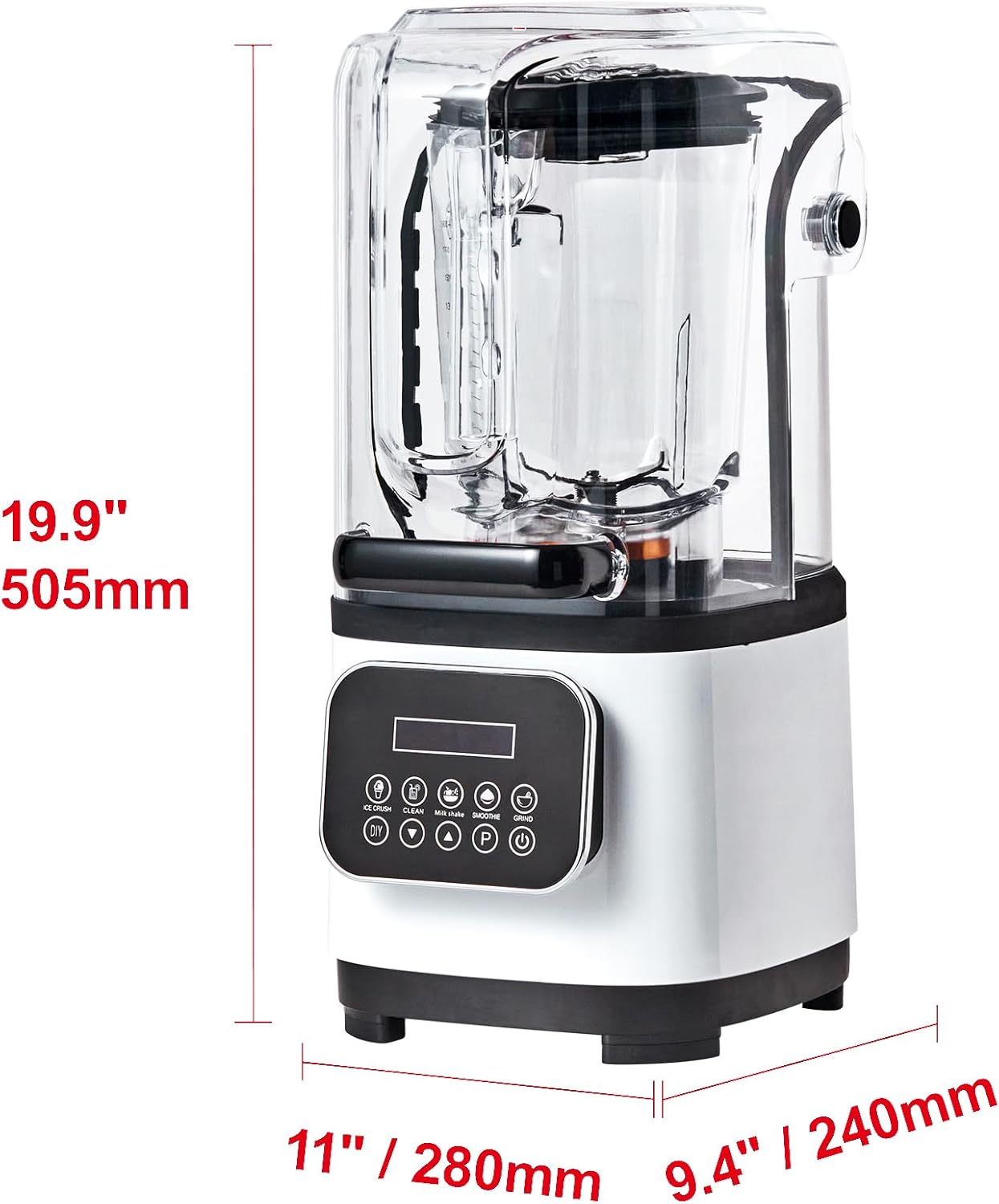 Happybuy Professional Blender with Shield, Commercial Countertop Blender, 68oz Plastic Jar, Stainless Steel, 9 Speed & 5 Functions for Shakes, Smoothies, Puree & Ice Crushing ，White