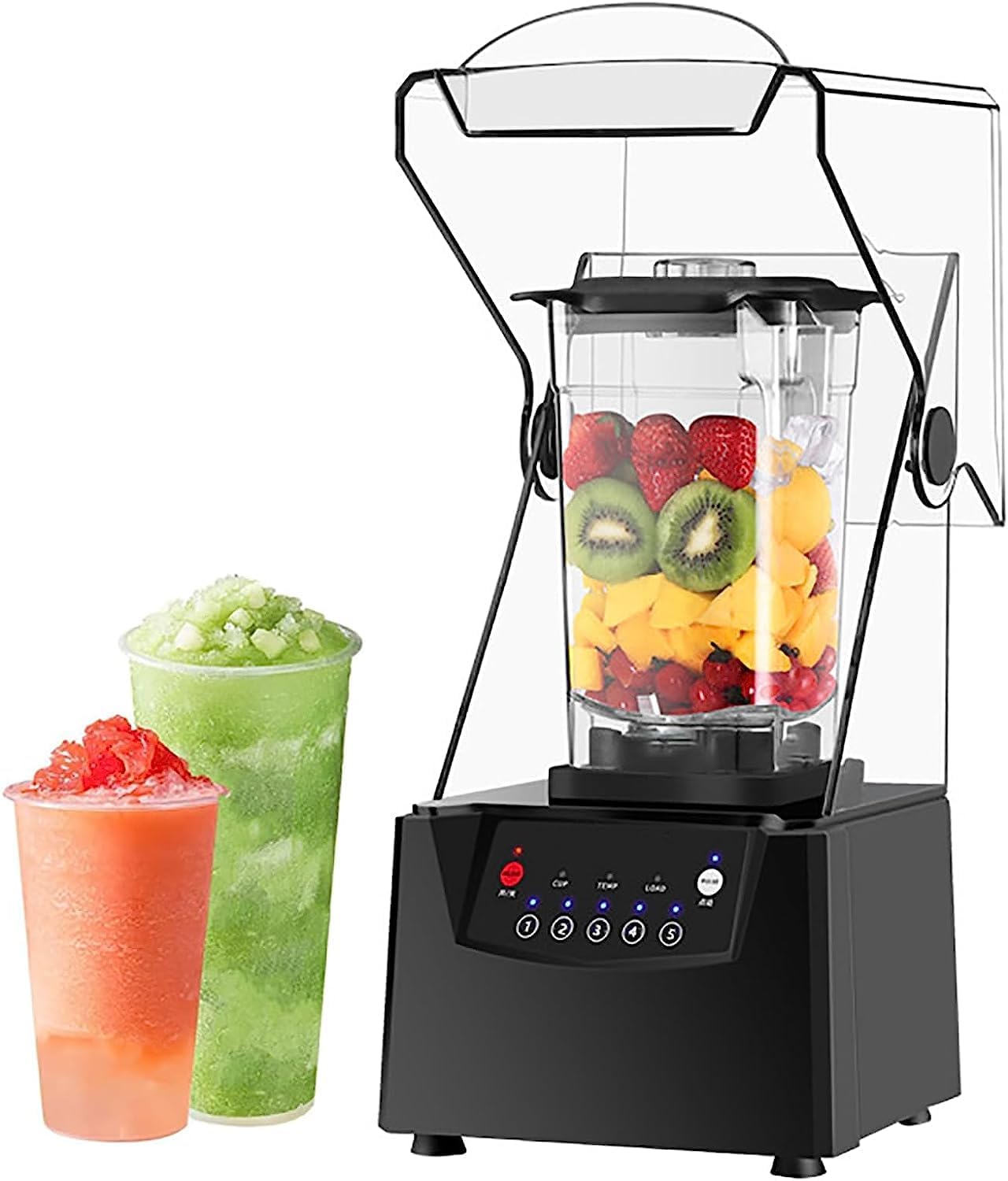 Blender Smoothie Maker, Portable Blender with 5 Presets, 17000RPM Shredded Ice with Hood Soundproof Smoothie Blender, for Kitchen Milk Tea Coffee Dessert Leisure Shop