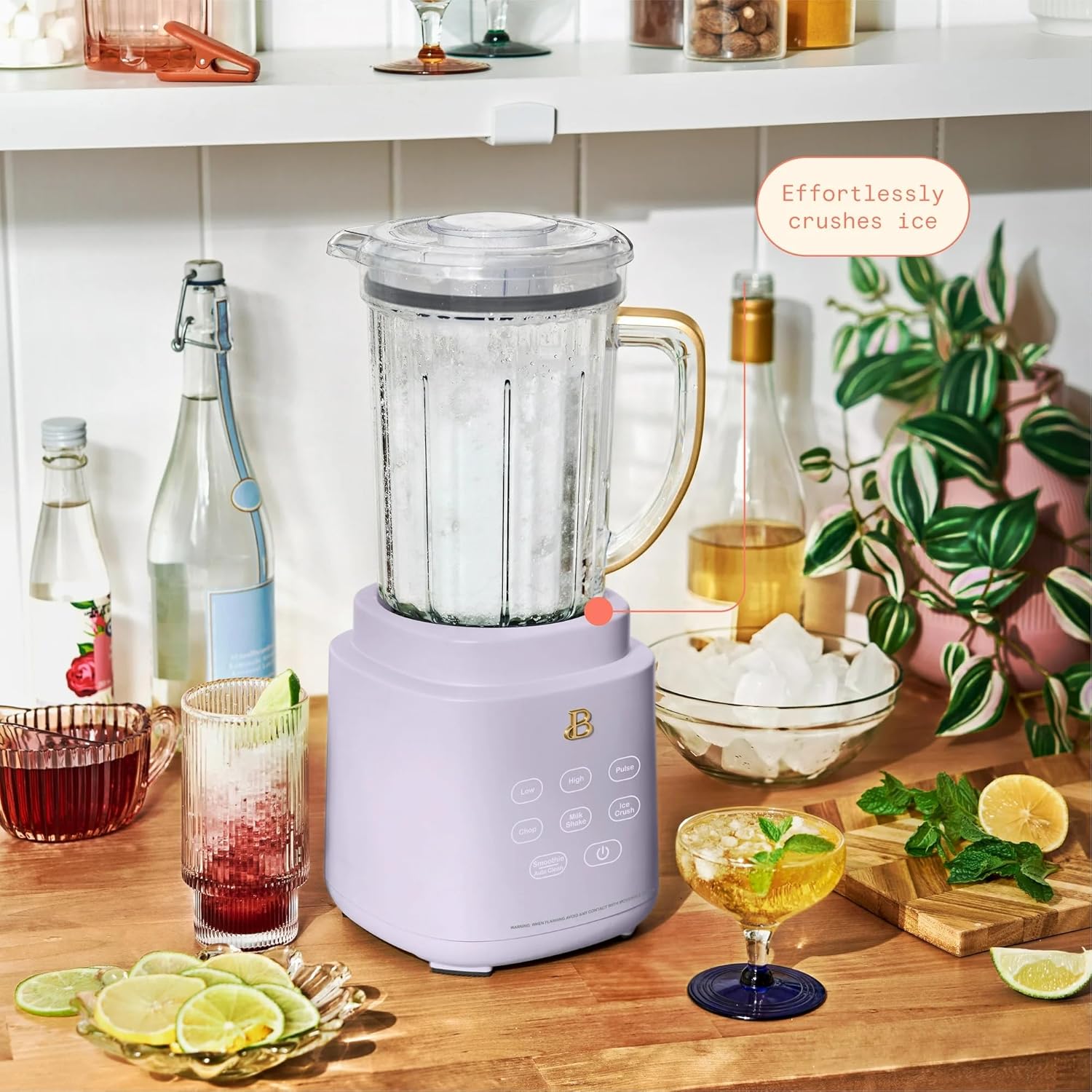 Beautiful PowerExact Blender System with 700W Motor, 50oz Tritan Jar, 20oz Single-Serve Cup, No Drippy Sippy™ Lid, 3 Speeds & 4 Pre-sets by Drew Barrymore (Lavender)