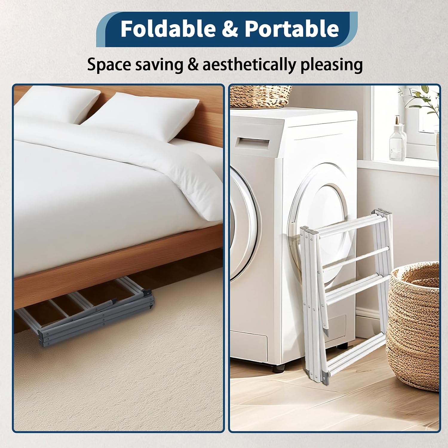 Whitmor Foldable Clothes Drying Rack: 3 Tier Laundry Drying Rack, Collapsible Drying Rack Clothing, Portable Space Saving Clothing Rack for Indoor Outdoor, 22.6