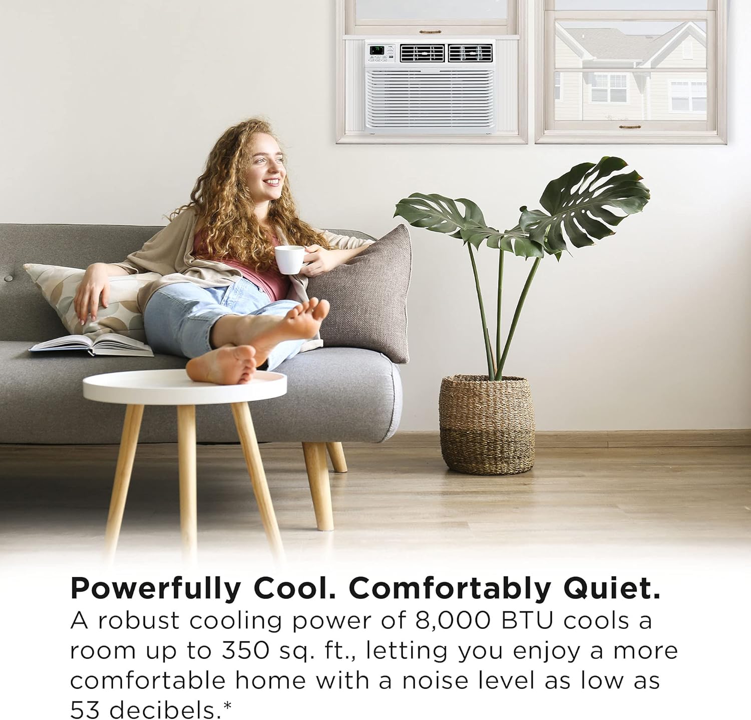 TCL Home 8,000 BTU Smart Window Air Conditioner, App & Voice Control, Energy Star, Cools Rooms up to 350 Sq. Ft., 3 Fan Speeds, Quiet, Multiple Modes, Remote Control (8W9ER1-A)
