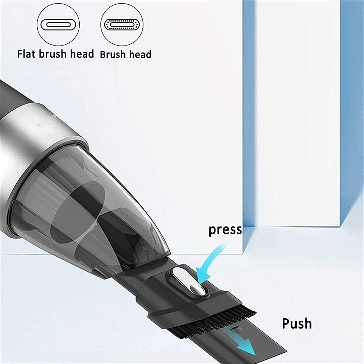 Handheld Vacuum, Cordless Mini Hand Vacuum Cleaner, 4KPa Powerful Suction Hand Cleaner with USB Charging, Stainless Steel Mesh, Hand Held Vac for Dry (Black)