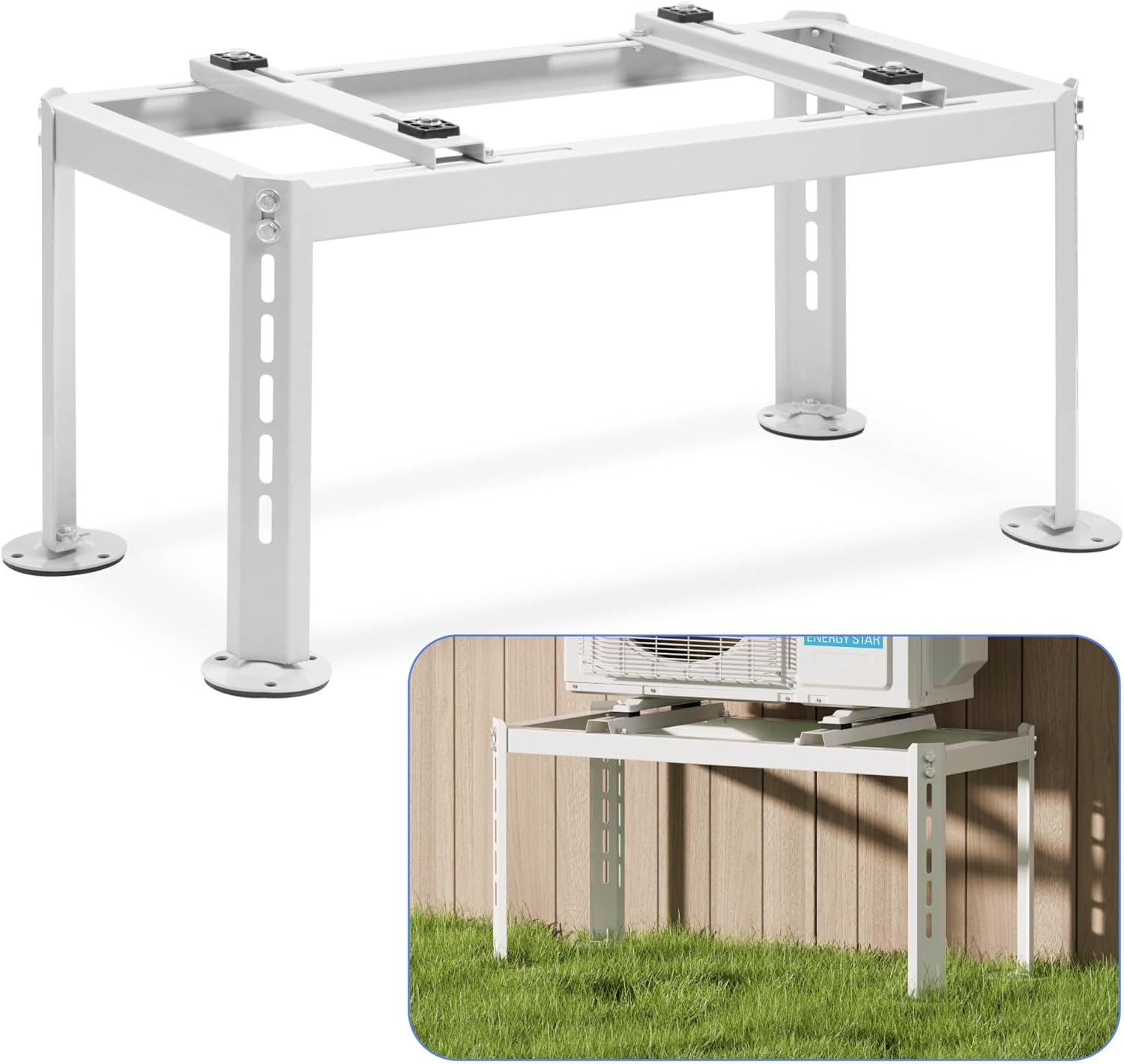 Della Mini Split Ground Stand for 9000-18000 BTU Ductless Air Conditioners Heat Pumps System & HVAC, Heavy Duty Steel Powder Coated, Adjustable Width Mini Split Condenser Stand, Max Load: 396 LBS