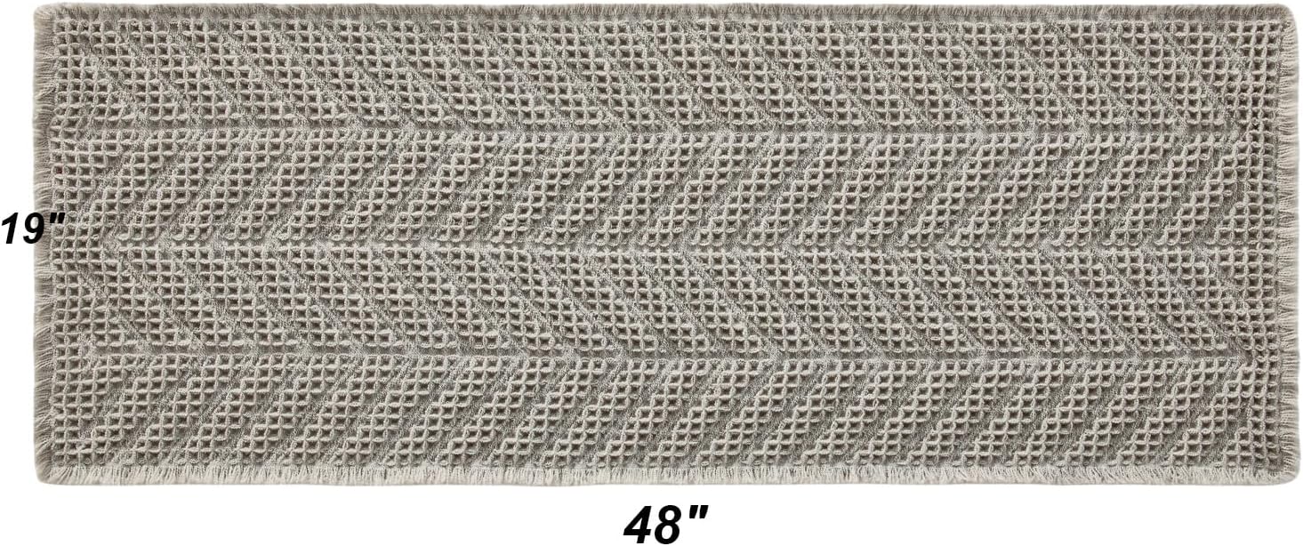 Bathroom Runner Rug Super Absorbent Non Slip Long Bath Mat Machine Washable Boho Bathroom Rugs Quick Dry Rug Runners for Hallway Bedroom Laundry Room,Grey, 2'x 6'(24