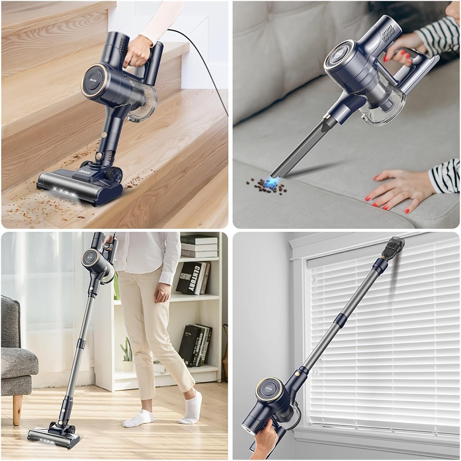 Compatible With INSE I8 Corded Vacuum Cleaner, 600W 23KPa Powerful Suction, 6-in-1 Lightweight Handheld Stick Vacuum With Free-Stand Design(Blue)