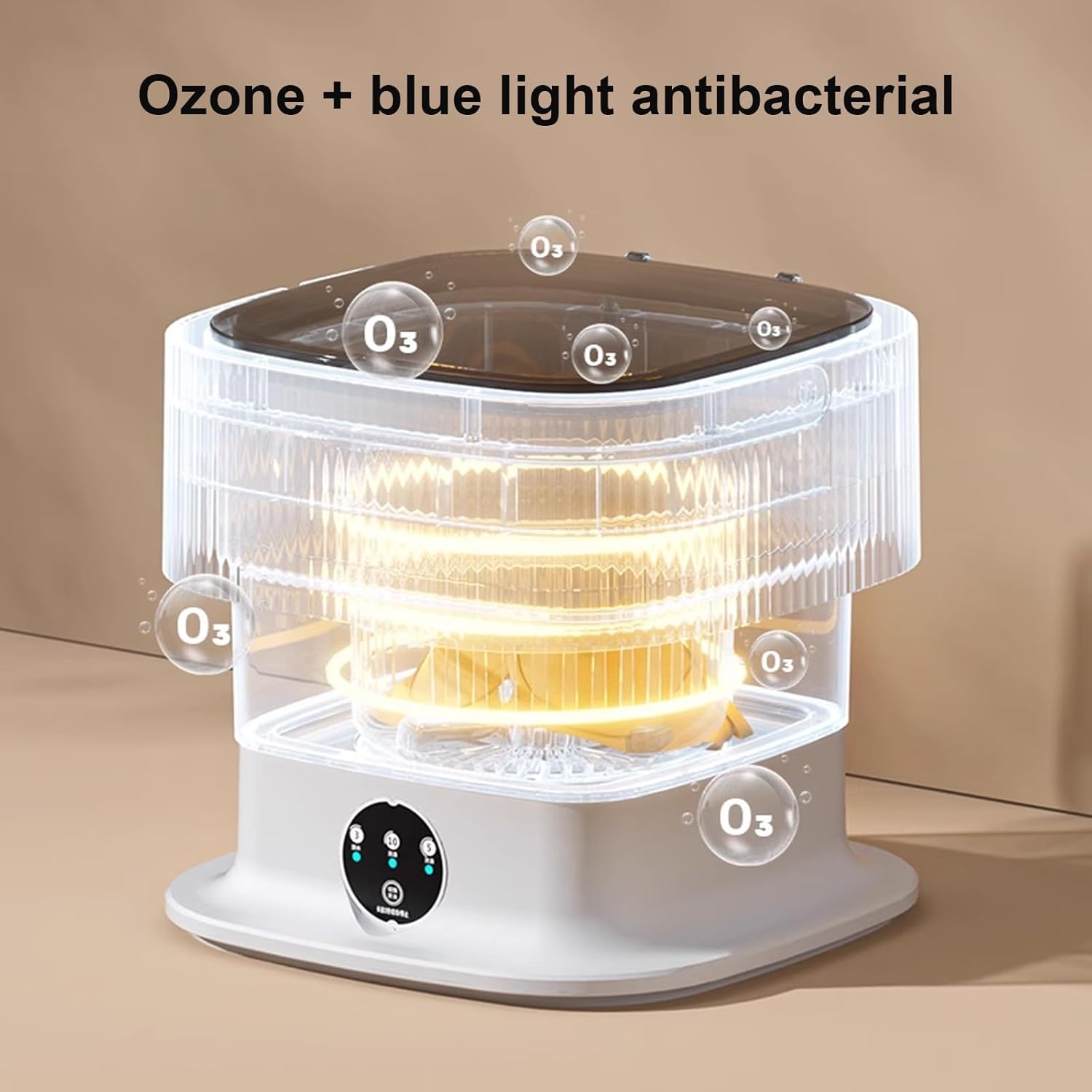 Portable Washing Machine, 10L Foldable Mini Washer with Spin Basket, Small Collapsible Laundry, for Travel, Camping, Apartment, Baby Clothes,Underwear, Socks(Brown)