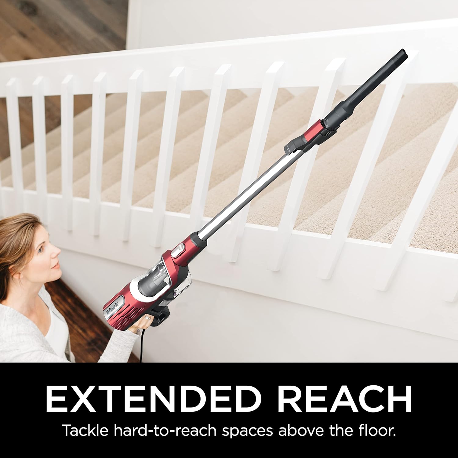 Shark HZ602 Ultralight Pet Pro Corded Stick Vacuum with PowerFins & Self-Cleaning Brushroll, Comet Red (Renewed)