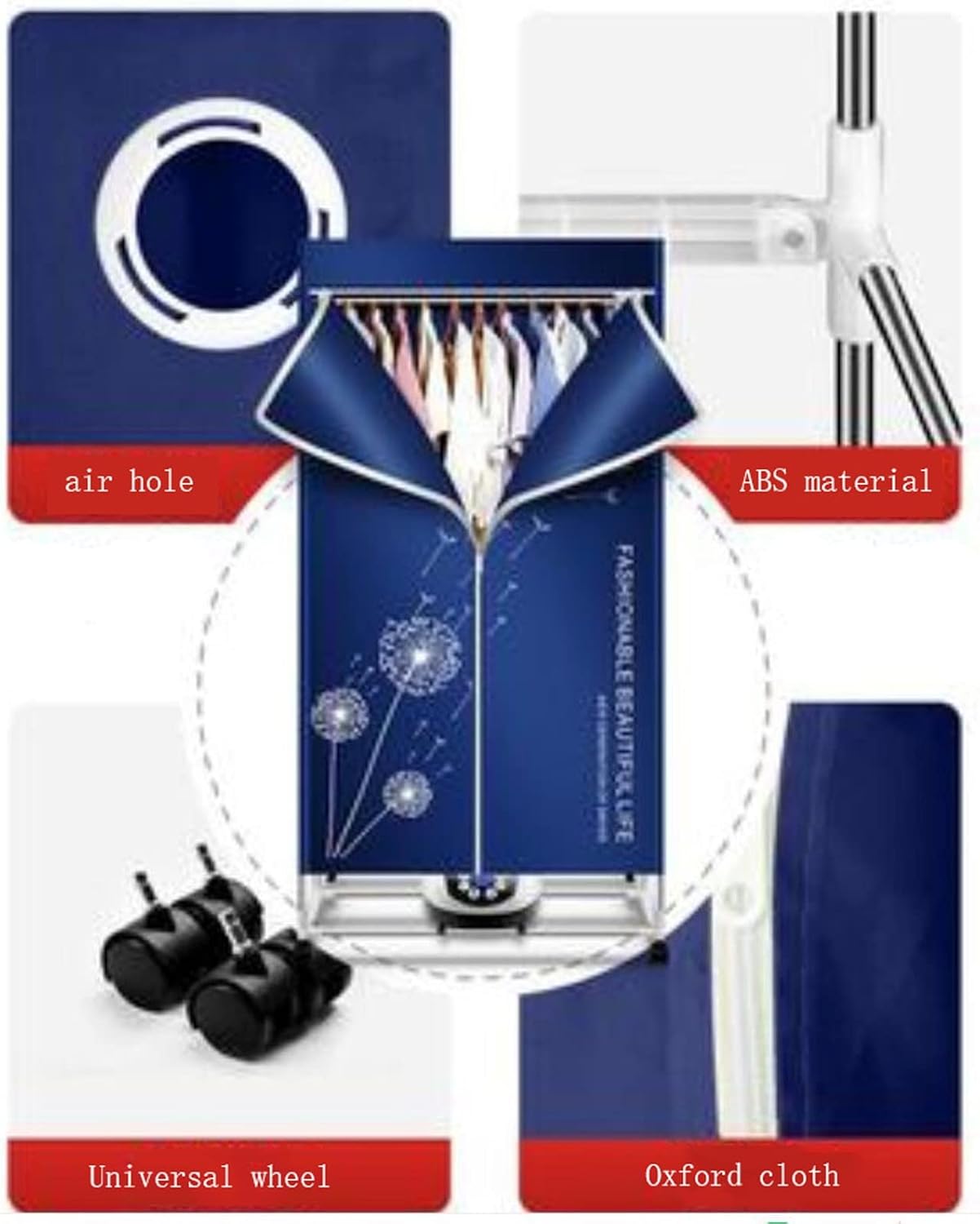 Electric Clothes Dryer,Portable 2-Tier Electric Clothes Drying Rack with Remote Control,Foldable 1500W Energy Saving 59 Inch Digital Automatic Timer for House,Red