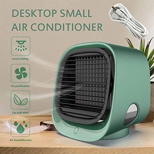 Mini Air Conditioner Fan, Portable Air Conditioner, Portable Desktop Cooling Fan, Personal Table Air Conditioner Fan for Small Room Office Camping (Color : Green)