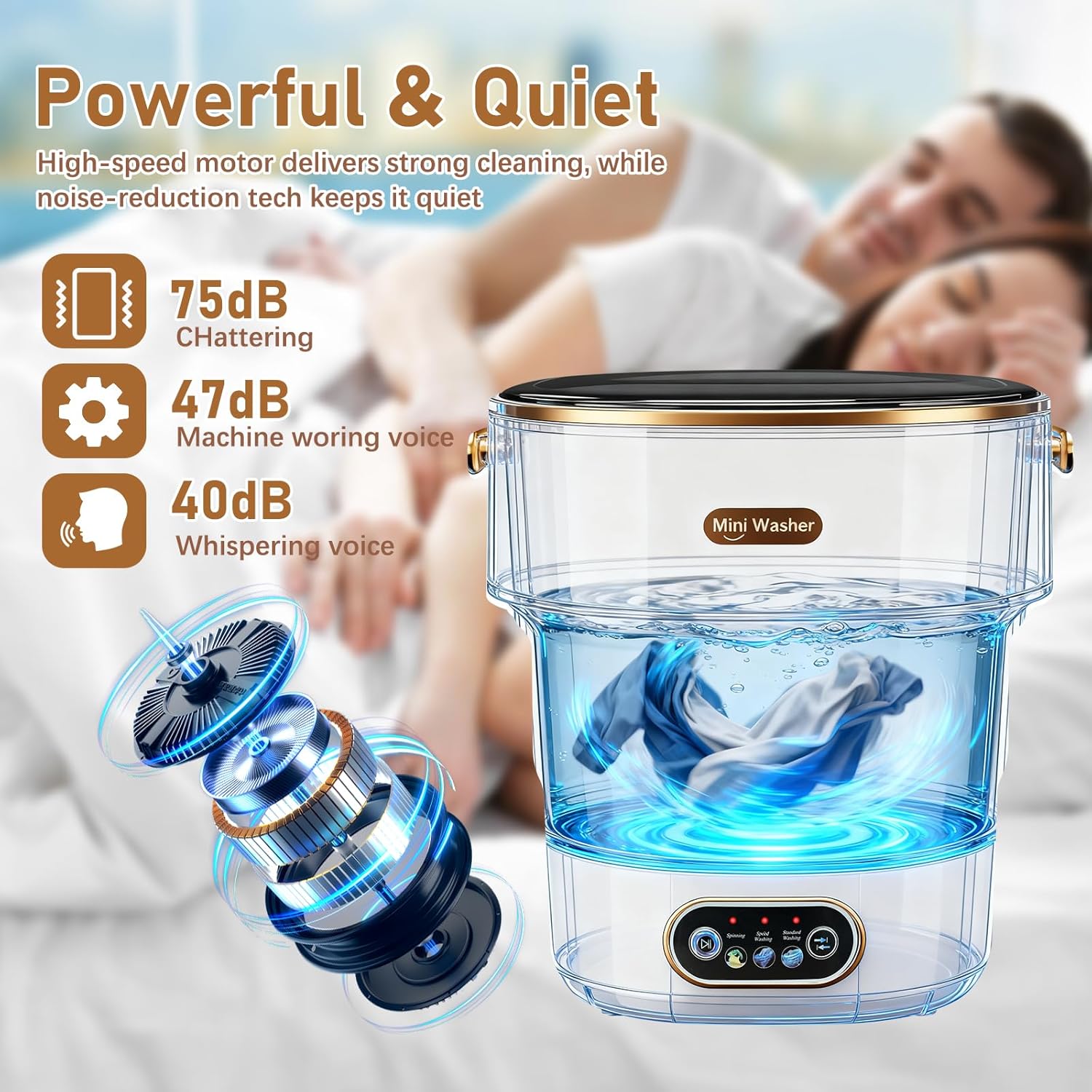 Portable Washing Machine, 13L Mini Washer and Spinner, 3 Cleaning Modes for Baby Clothes & Delicates, Small Portable Washer for Apartment, Dorm, Travel, Camping (Khaki)