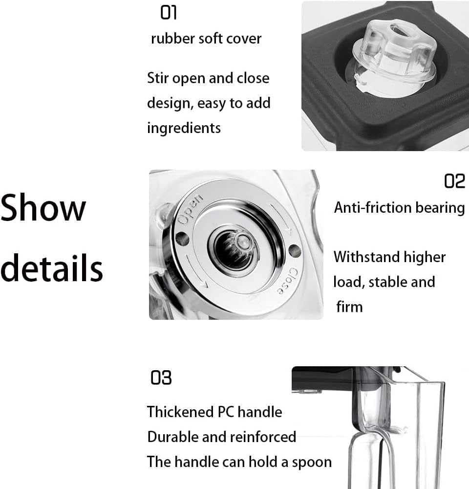 Commercial Stand Mixer Blender Smoothie Maker, Professional Countertop Blender with Sound Enclosure Cover, 2L Capacity, 17000rpm Blade, 5 Presets, Silent Broken Wall Cooking Machine