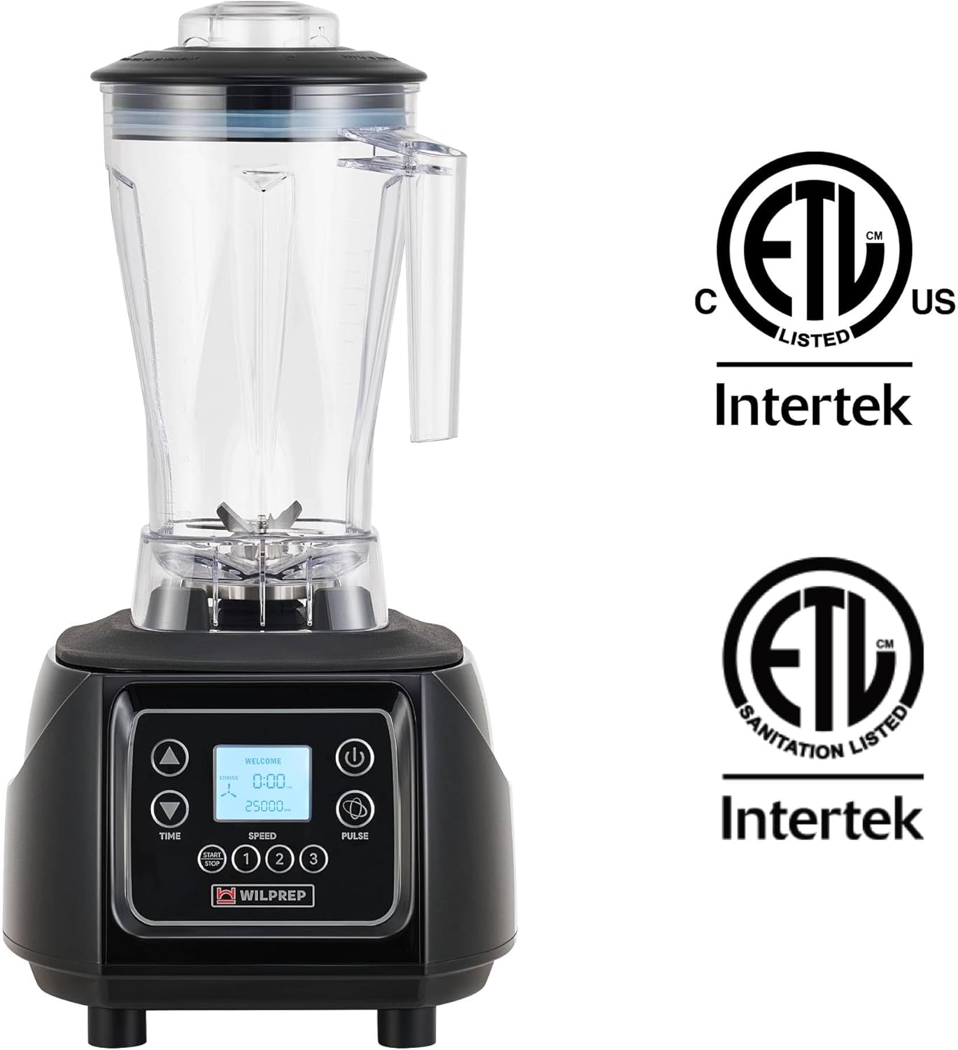WILPREP Commercial Blender with 2 HP Motor, Touchpad, Timer, Adjustable Speed, and 64 fl oz BPA Free Tritan Jar, for Smoothies, Shakes & Frozen Drinks, Black, ETL+NSF Certificated