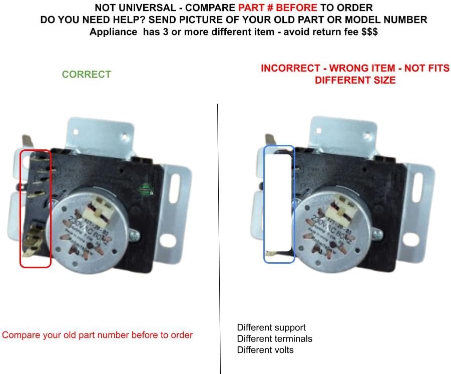 W10857612 CKD857612X Compatible with Roper Laundry, Electric Dryer Timer fits Old Number W10857612