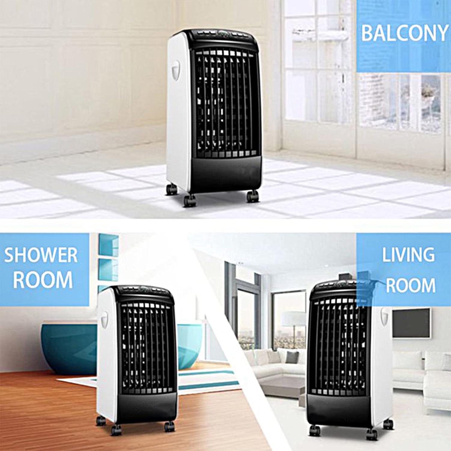 3-in-1 Evaporative Air Cooler, Tower Fan 65° Wide Range Coverage, Timer, Remote Control, 3 Quiet Speeds, 3 Mode Settings, 4L Water Tank for Indoor Home Office Dorms