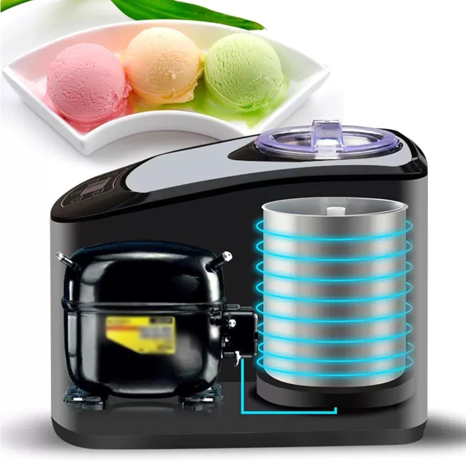 Ice Cream Maker Full Automatic Compressor for Ice Cream Machine Fast Household Milk Tea Shop Commercial Small Mini Homemade Ice Cream Machine Table Top Ice Cream Machine，Fun Kitchen Appliance