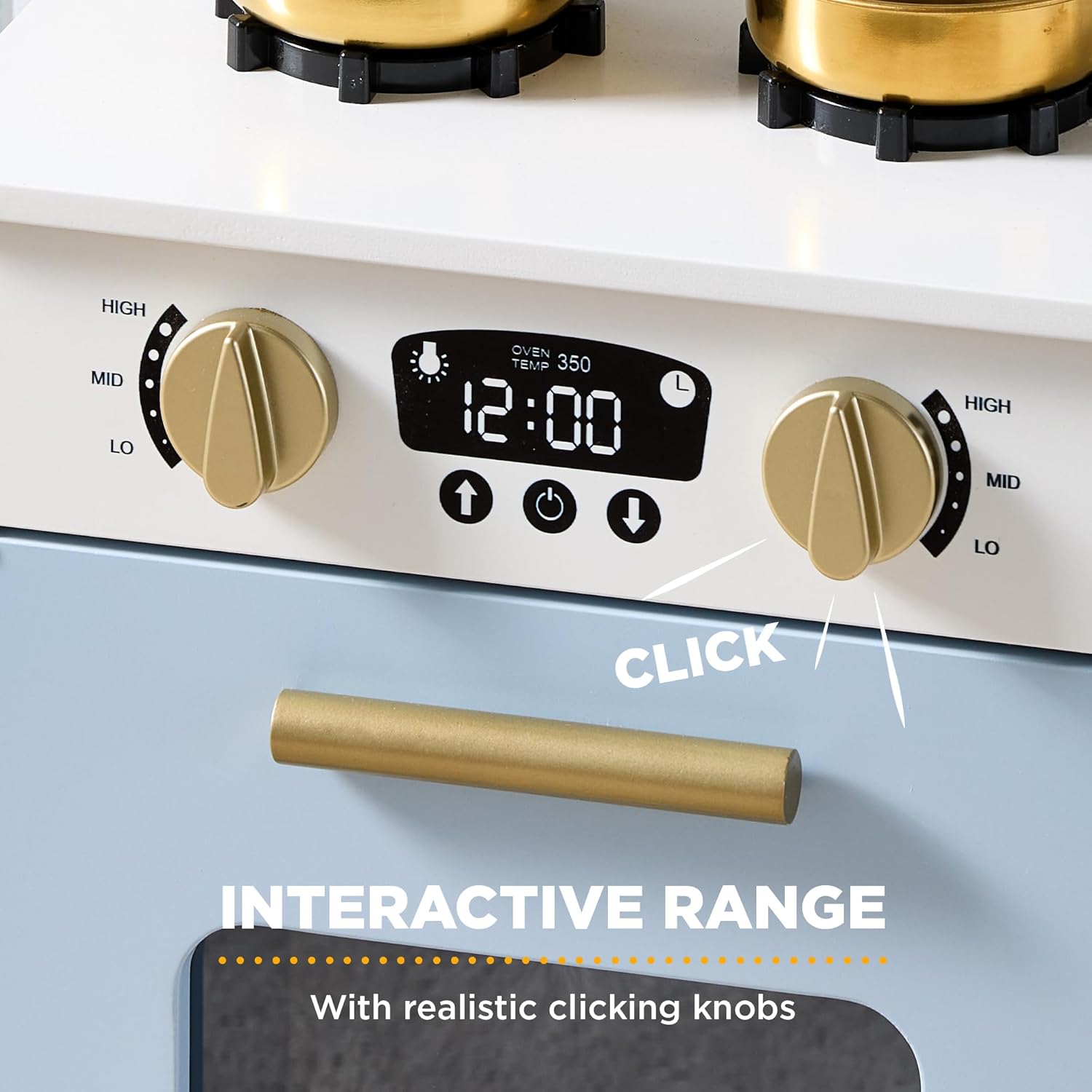 Best Choice Products Wooden Pretend Play Cottage Kitchen Kids Toy w/Storage, Scalloped Edge, 5 Accessories, Microwave, Oven, Clicking Knobs - Blue