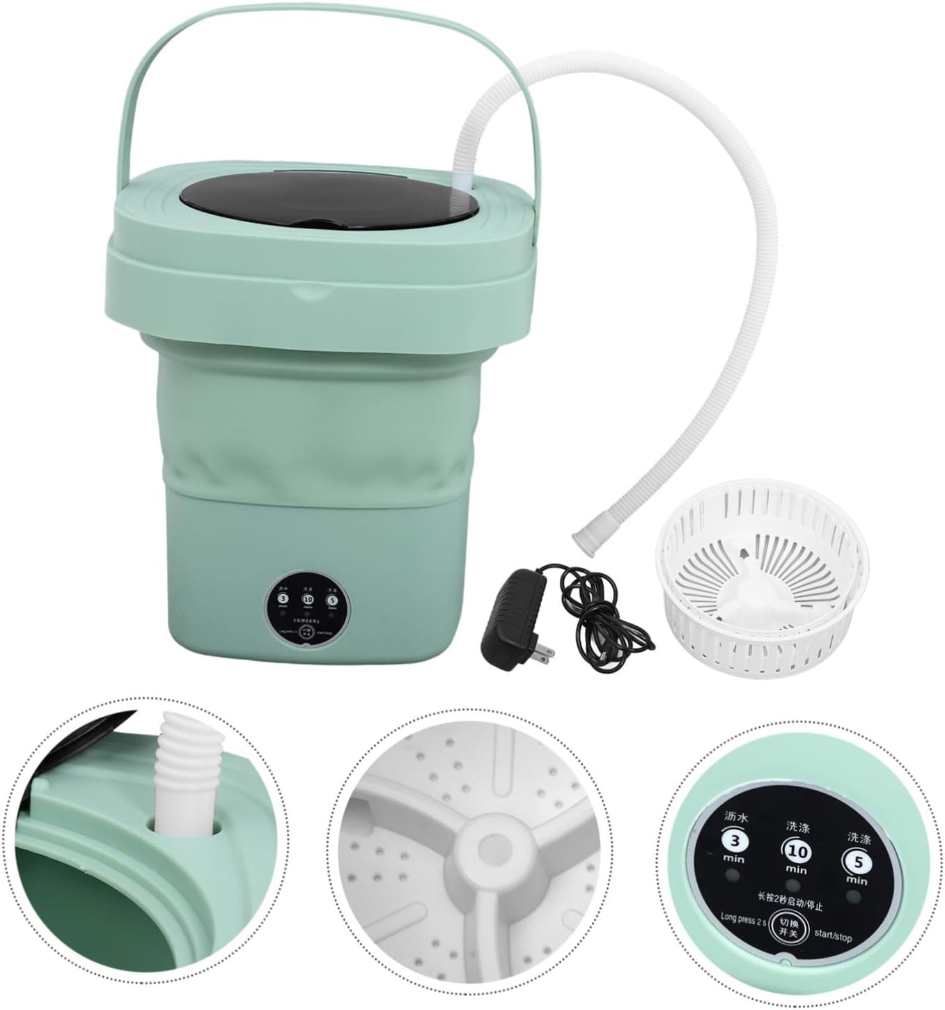 Compact Mini Washing Machine Portable Touchscreen Operated Bucket Washer Easy Storage Multi-function Modes Mini Washer for Home Dorm