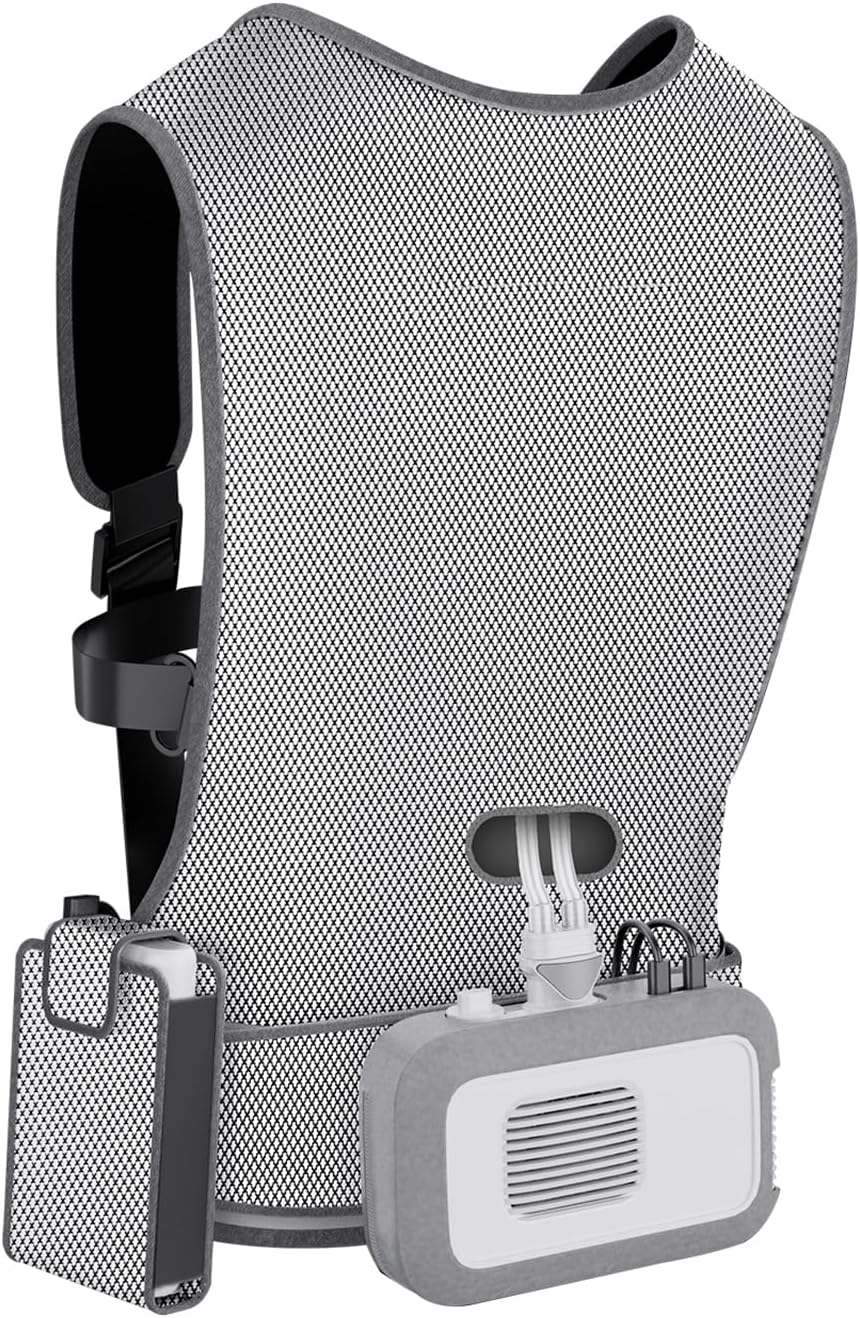 Air Conditioner Clothes, USB Battery Powered Wearable Ac Vest, 2 Levels of Ice Feeling Adjustable, Rapid Drop 12°C, Water Cooling, Skin-Friendly and Breathable