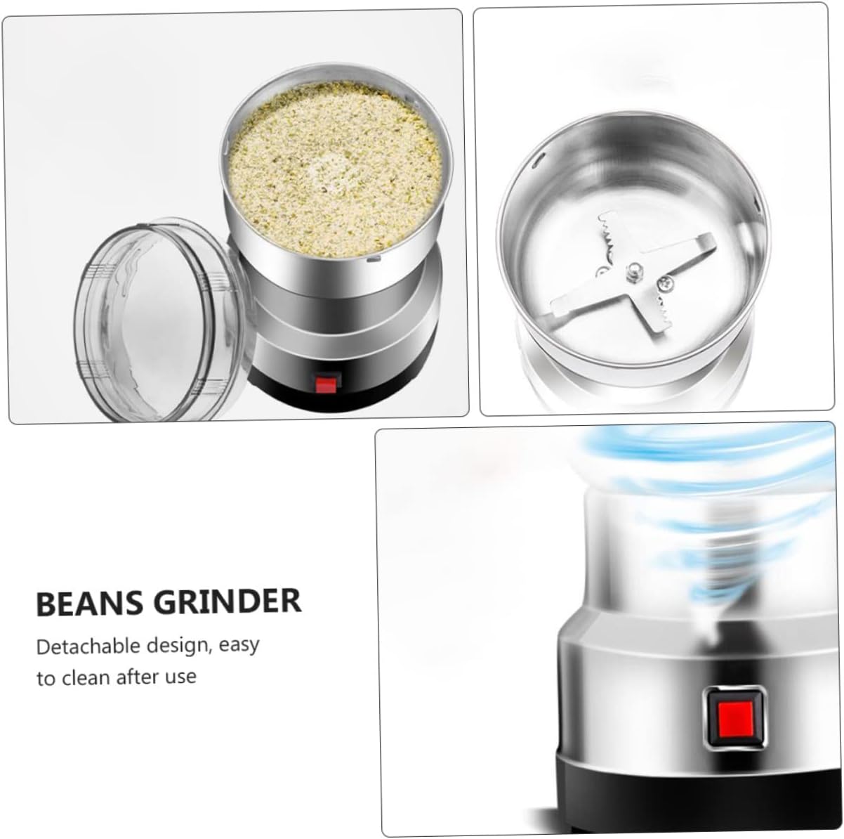 BESTYASH Stainless Steel Household Grinding Machine for Spices and Grains Ultra-Fine Powder Mill Compact Design for Home Use Silver