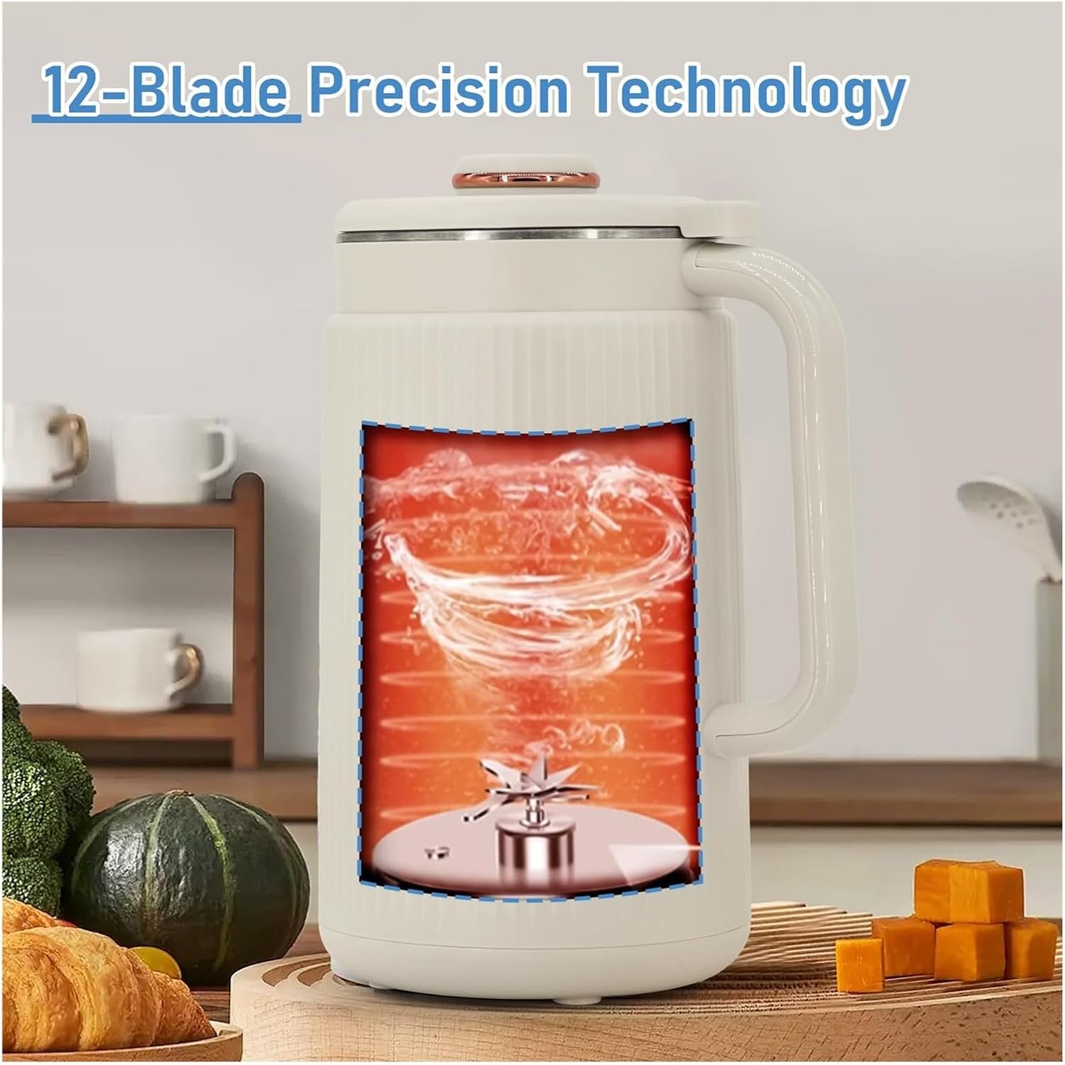 Nut Milk Maker,Large Capacity Stainless Steel Automatic Soy Milk Machine for Homemade,Oat,Plant-Based Milk and Non-Dairy Beverages Almond Cow Milk Machine with Delay Start,Self Cleaning，(White)