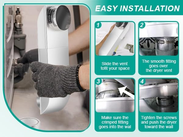 OEM Periscope Dryer Vent Kit Adjustable Telescoping 4 Inch Stainless Steel Low Profile Duct (12