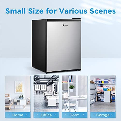 Midea WHS-87LSS1 Refrigerator, 2.4 Cubic Feet, Stainless Steel & TOSHIBA EM131A5C-BS Countertop Microwave Ovens 1.2 Cu Ft, 12.4