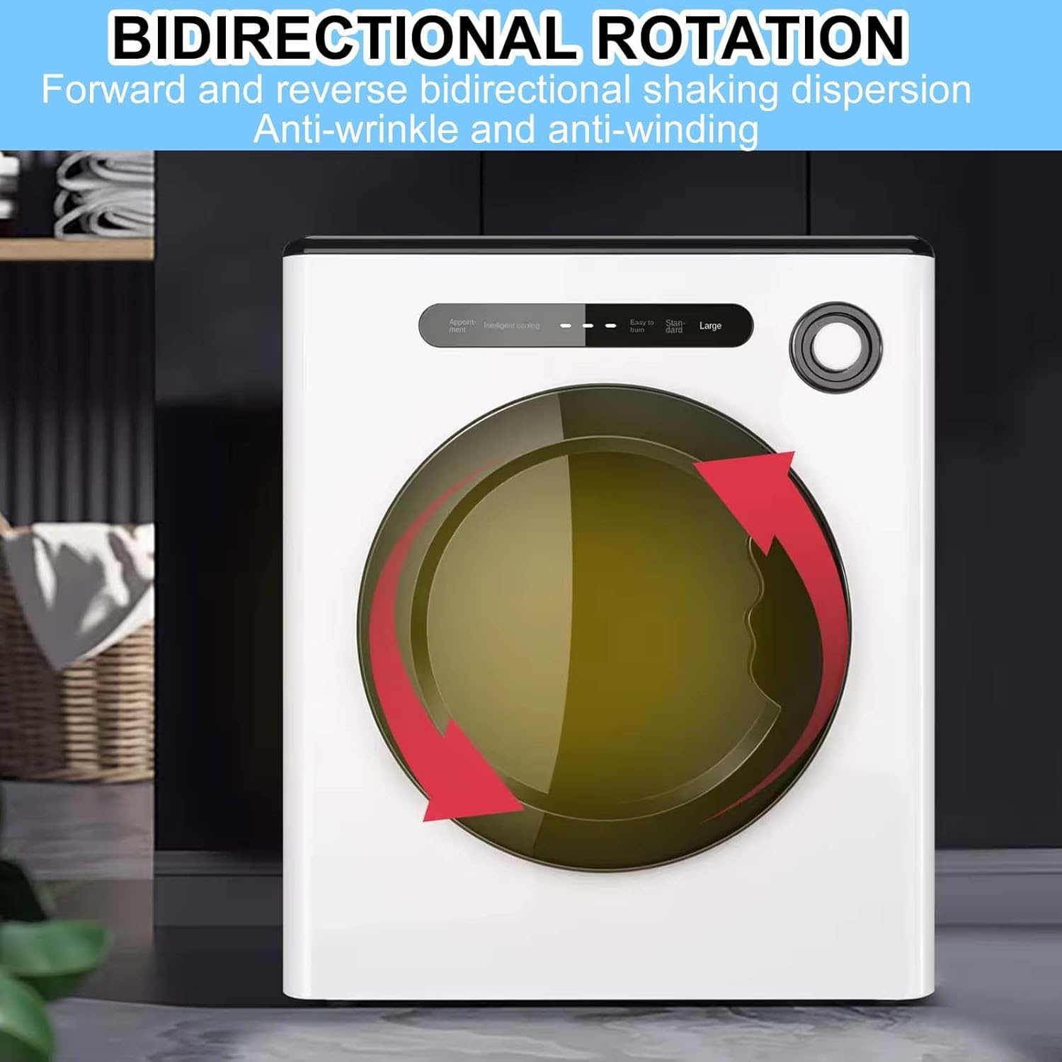 4Kg Tumble Dryer,With Filtering Function,60℃ Thermostatic Heating,Stainless Steel Inner Barrel,For Apartment/Rv/Laundry Room White