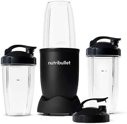 NutriBullet Pro 900W Single-Serve Blender Exclusive Bundle – Multi-Speed, Easy Clean, Ideal for Smoothies & Shakes, Durable Stainless Steel Blades, Includes 1x32oz Blender Cup & 2x24oz - Matte Black