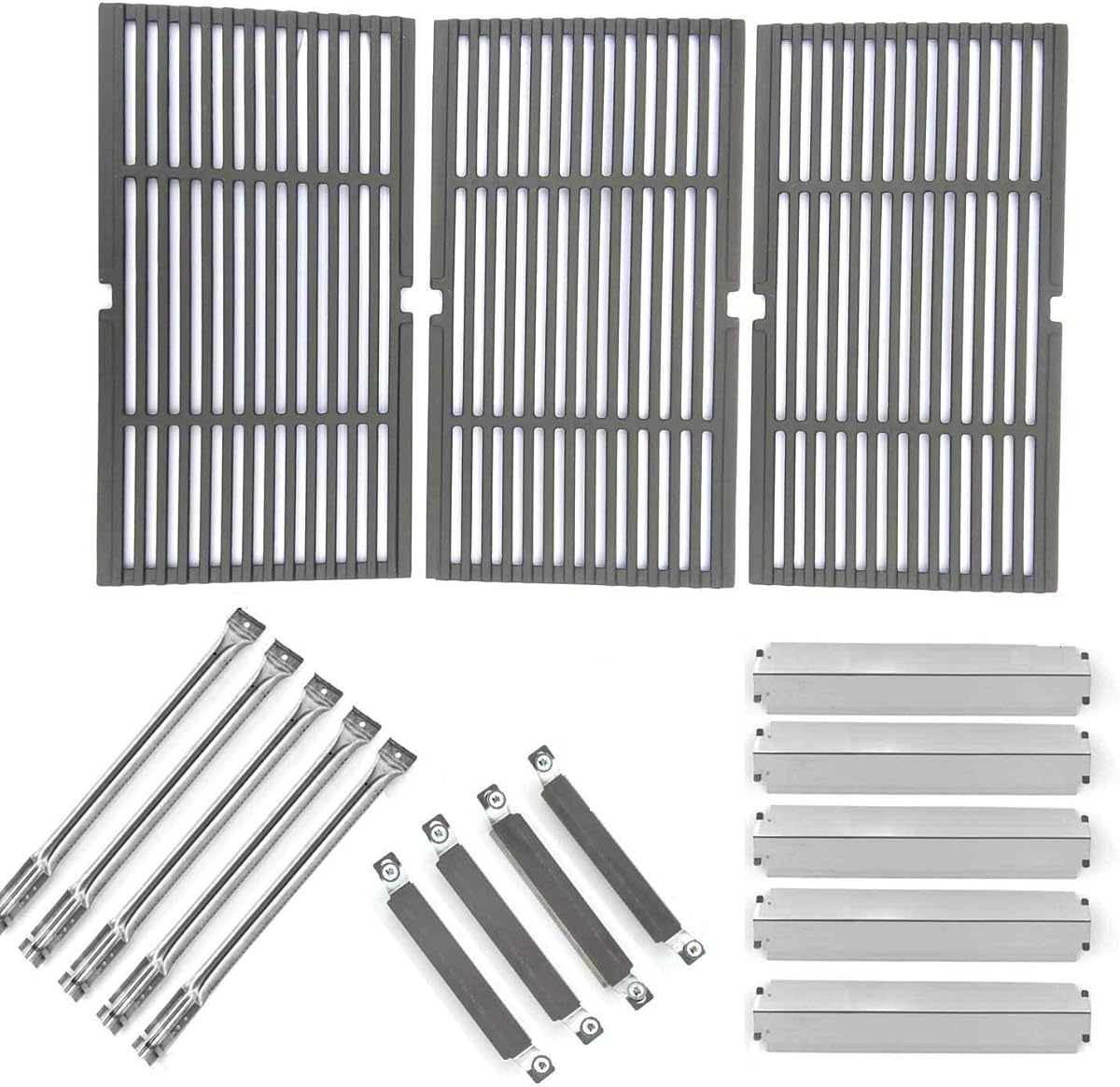 Repair Kit for Charbroil Commercial 4632688068 BBQ Gas Grill Includes 5 Stainless Steel Burners, 5 Stainless Heat Plates, 4 Crossover Tube Burners and Cast Iron Cooking Grates