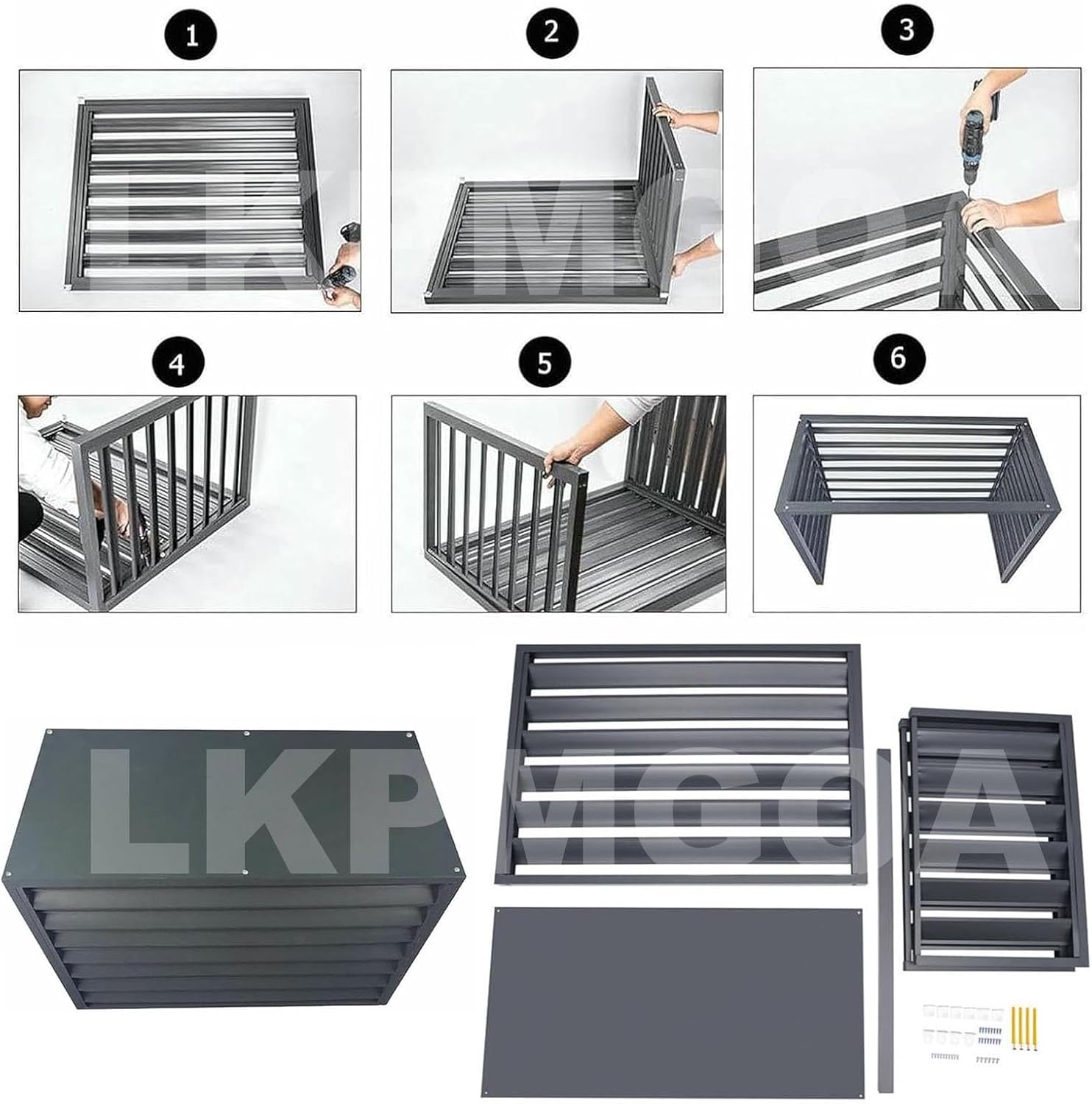 Aluminum Ac Unit Covers Outdoor, Fence Panels for Air Conditioners Trash Bins, Anti Theft, Noise Reduction, Adapt to All Weather(White,2 3P)