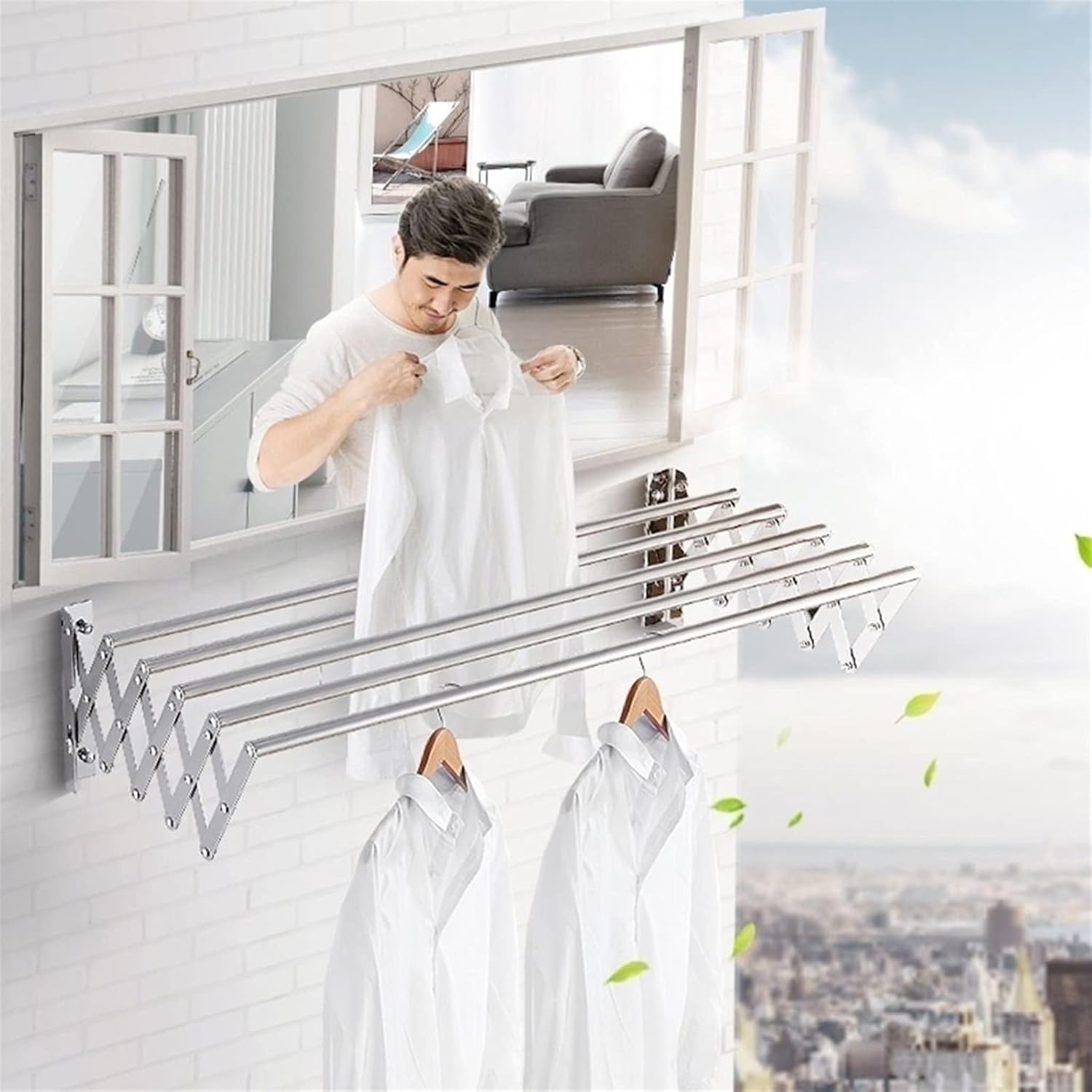 Stainless Steel Wall Mounted Clothes Drying Rack with Retractable Design Space Saving Large Capacity Towel Dryer