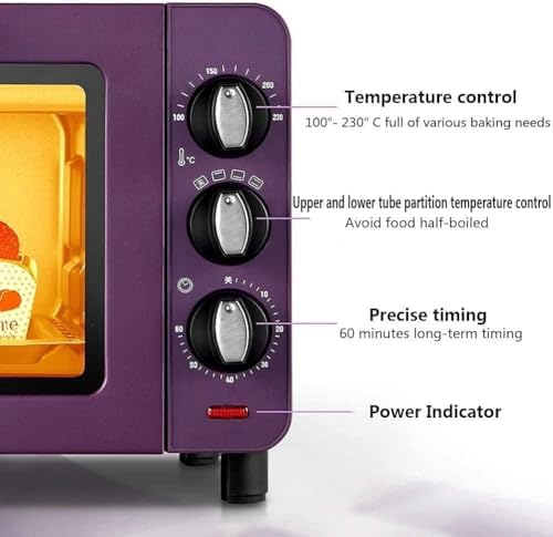 Oven Mini Oven air Fryer Oven Countertop Convection Toaster Oven Baking Pan Broil Rack Rotisserie Fork and Removable Crumb Tray Slice Oven Toaster 15L Mini Ovens Toaster Oven Air Fryer, (Color : Roj