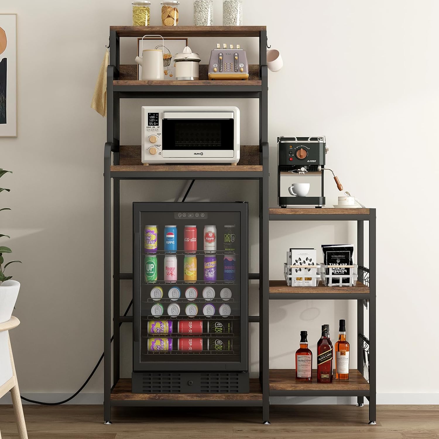 7-Tier Mini Fridge and Microwave Stand Shelf Organizer,61.6