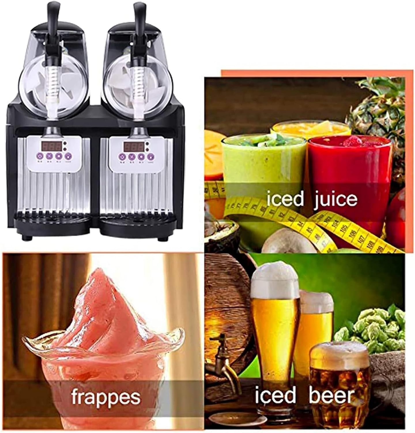 Frozen Slushie Maker with 2.5L*2, 300W Frozen Beverage Margarita Making Machine, Smoothie Blender for Home Hotel Bar Cafe