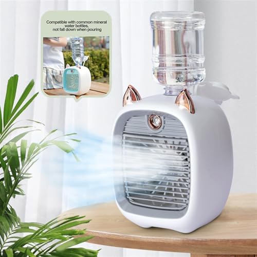 Portable Air Humidifier & Oil Diffuser, Rechargeable 1200/2400mAh Spray Cooling Fan, 3 Wind Speeds, Cute Outdoor & Home Mist Humidifier, Blue(Pink)