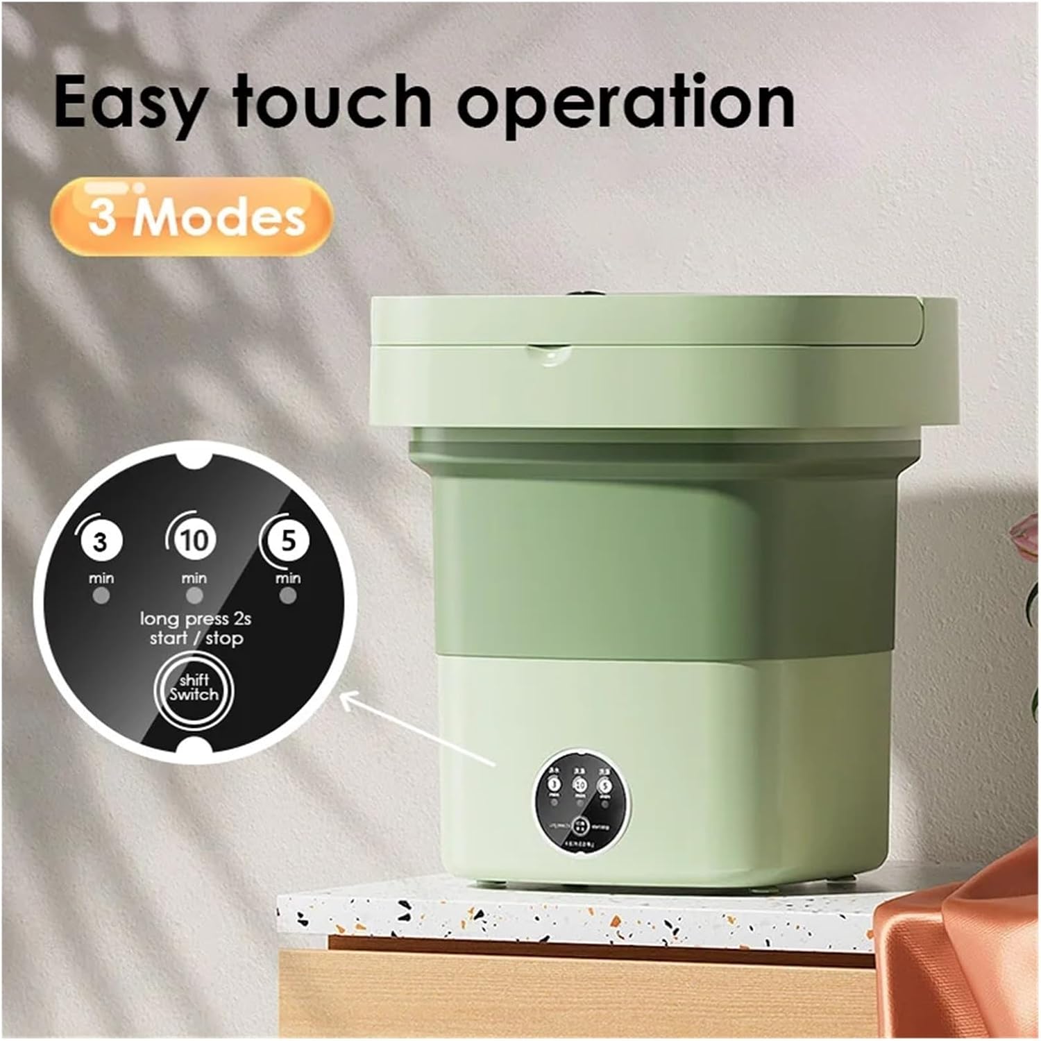 Compact Laundry. 10L Folding Portable Washing Machine Large Capacity Clothes Spin Dryer Bucket Travel Underwear Socks Ultrasonic Mini Washer .Portable(Pink)