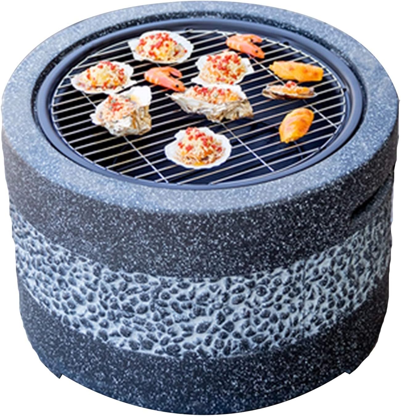 Outdoor Fire Pit Imitation Stone BBQ Grill Kit, Backyard Patio Garden Fireplace, for Camping Outdoor Heating Campfire and Picnic, 55.5cm