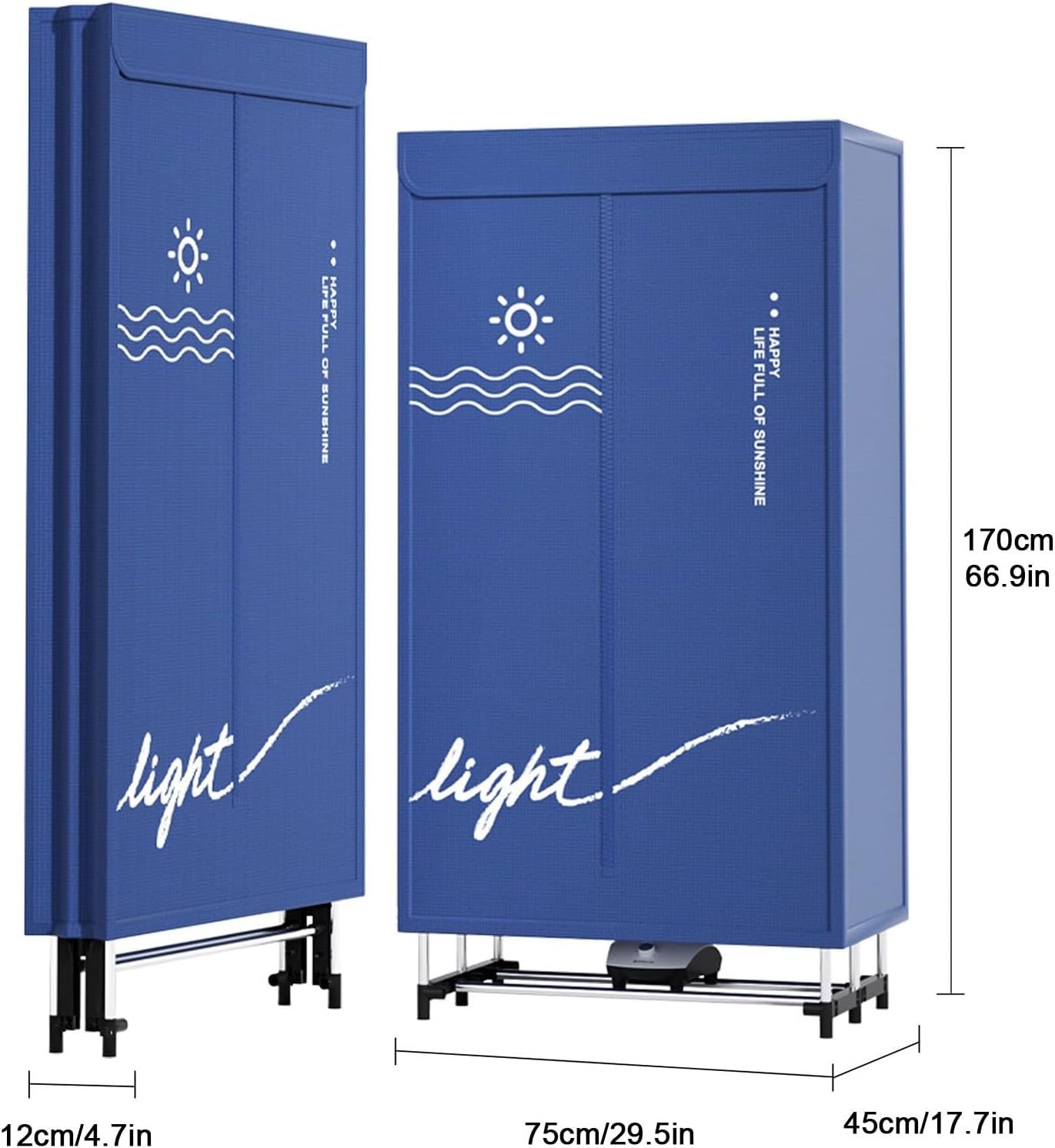 Portable Clothes Dryer 220V 3 Tier Foldable Dryer, Home Folding Clothes Dryer, Adjustable Timer, Low Noise, Energy Efficient Clothes Dryer for Home, Laundry Room, Apartment(Light Green)