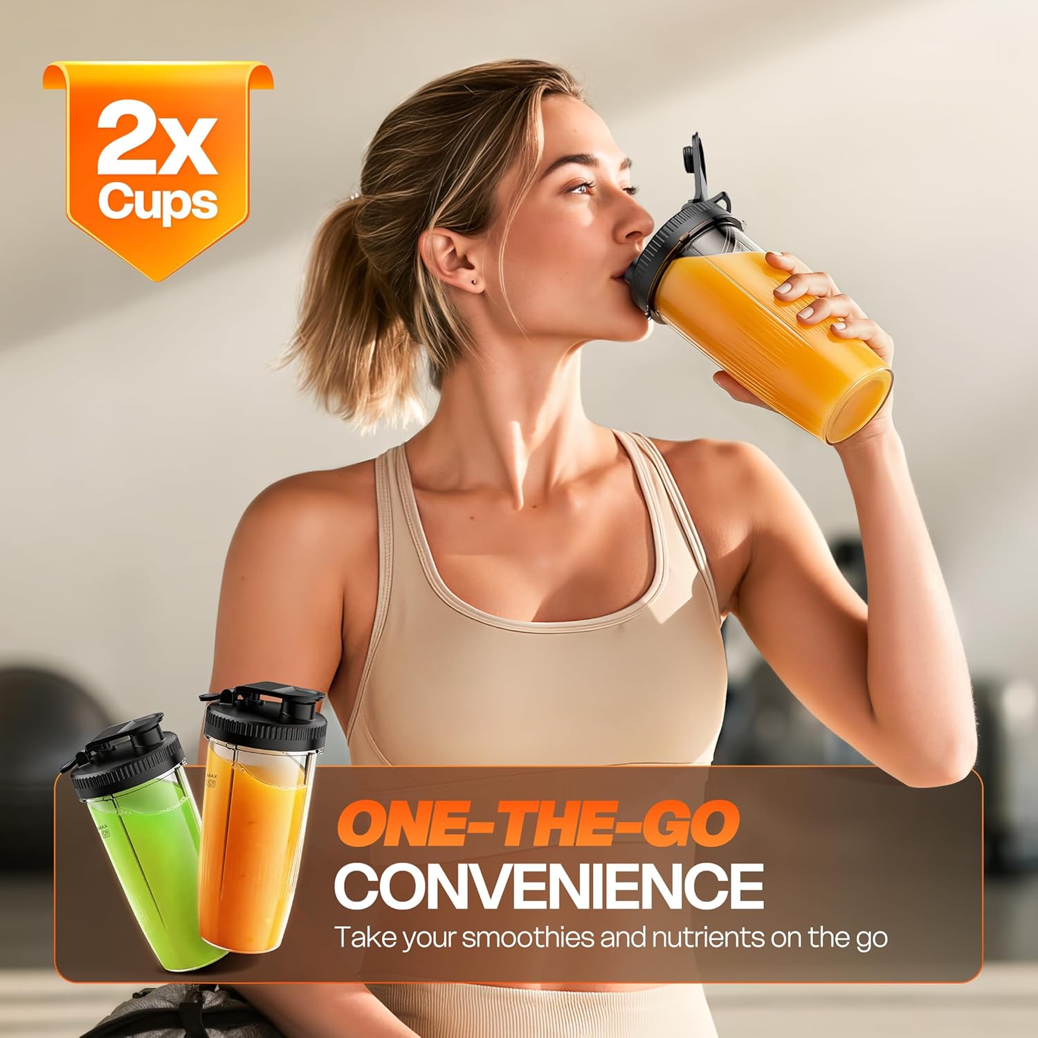 Blender for Smoothies, Portable Personal Blender for Shakes, Food Prep, Frozen Blending, with 2x24oz Travel Cups & Sip Lid, Smoothie Maker Mixer for Kitchen Home Use, BPA Free, Nutritious Recipe