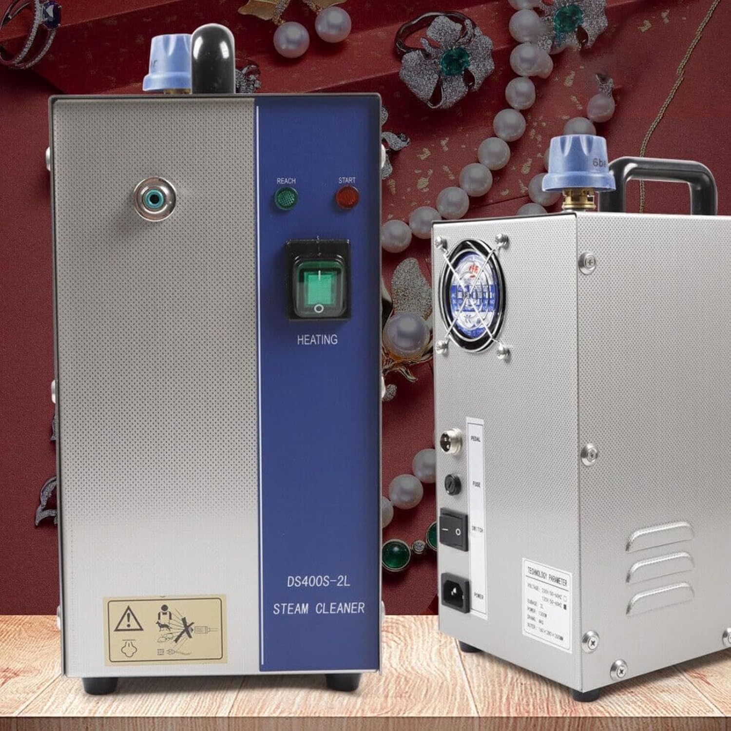 Jewelry Steam Cleaner Machine 2L Gold and Silver Stainless Steel Jewelry Cleaner Steamer Gem Washer Equipment for Cleaning Jewelry/Silver/Gold (Color : 4L)