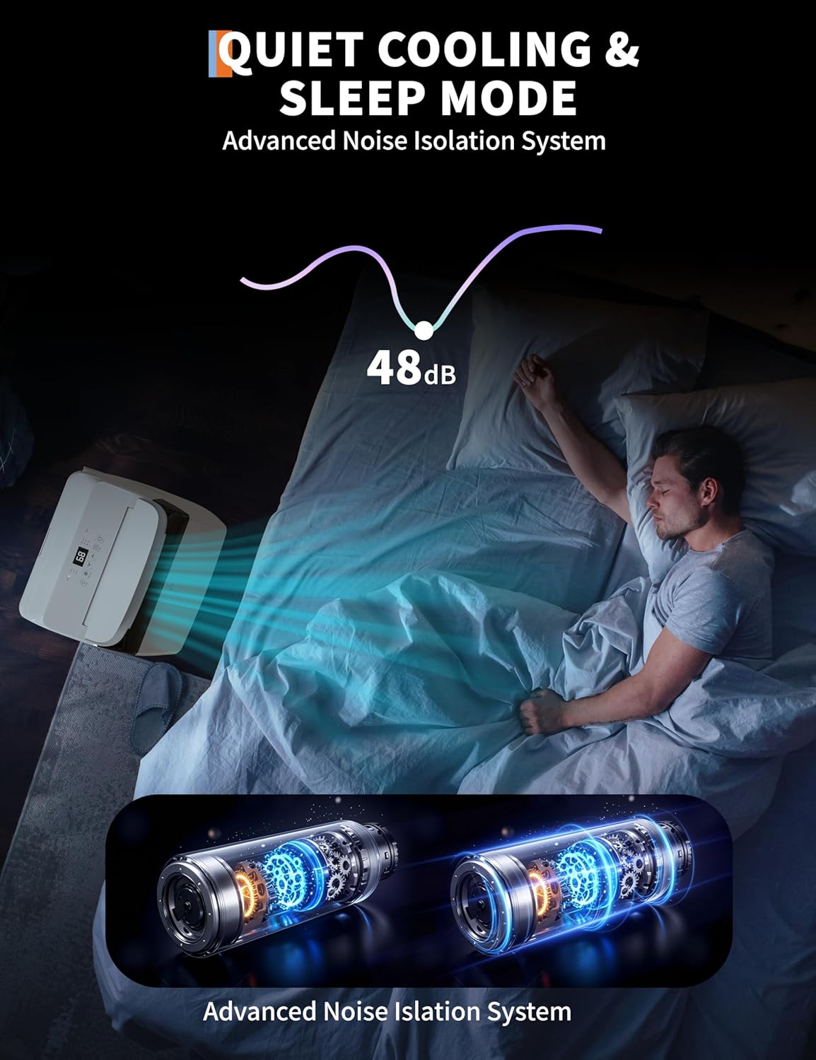 12,000 BTU Portable Air Conditioner with Dehumidifier & Fan, Quiet Portable AC Units for Rooms, Remote, Timer, Auto Swing, Room Air Conditioner Cools Up to 550 Sq.Ft., White Top