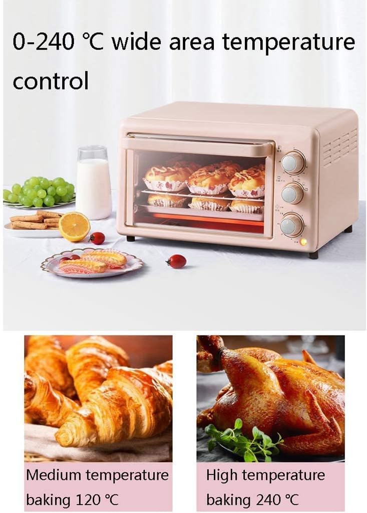 19L Mini Oven Adjustable Temperature 0-240 ℃ and 60 Minutes Timer 3 Heating Modes Home Baking Cake Barbecue Electric Oven Double Baking Position Toughened Glass Door 1200W Commodity Cod Aestheti
