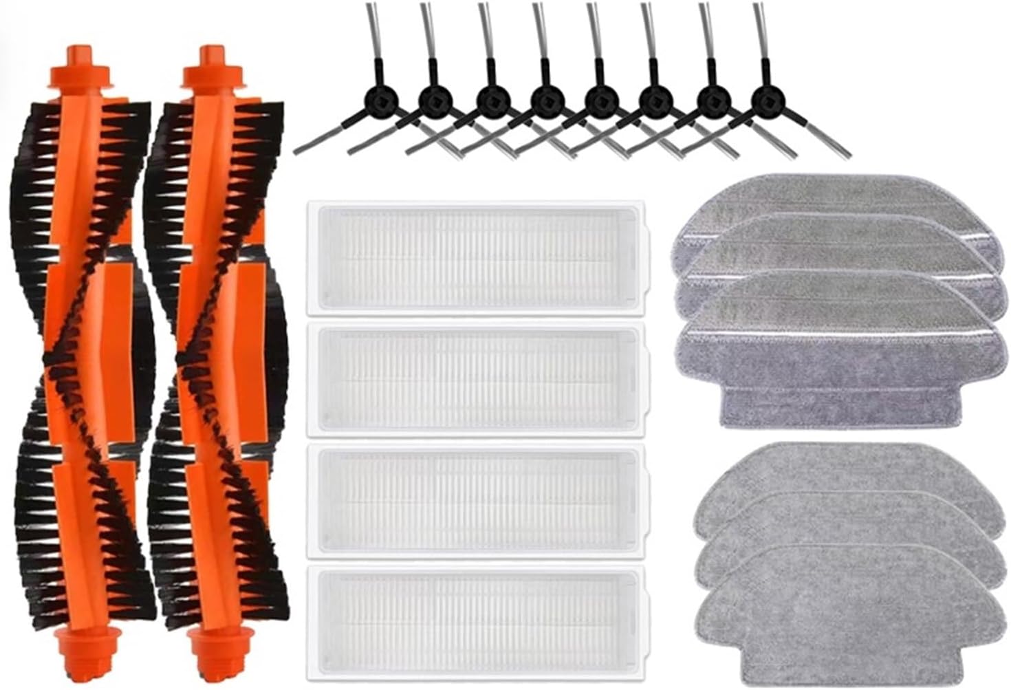 Main Side Brush Hepa Filter Mop Parts，Compatible for Xiaomi Robot Vacuum-Mop Pro STYTJ02YM，Compatible for Viomi V2 V3 SE，Compatible for Conga 3490 3690 Accessories(Large)