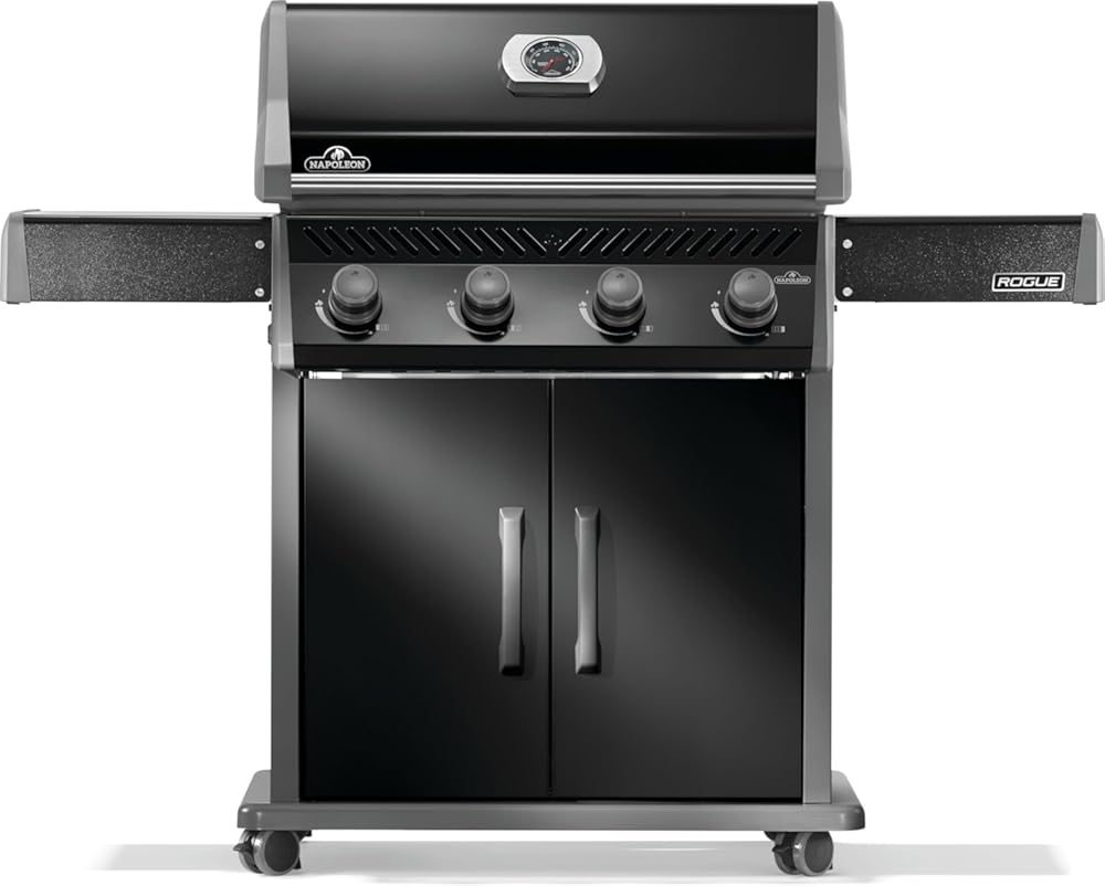 Napoleon Rogue 525 Propane Gas Grill, Black, Durable 4-Burner BBQ