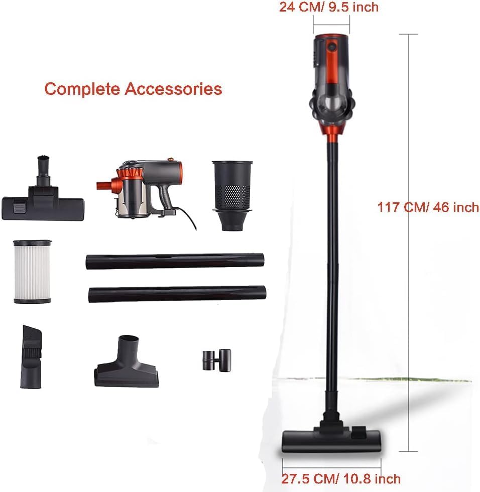 Handheld Vacuum Clean,Upright Vacuum Cleaner Quiet Stick Vacuum Cleaner Corded Light Weight, 18000 Pa Powerful Suction Upright with HEPA Filter, 600W Household Cleaners for Pet Hair Hardwood, Carpet,