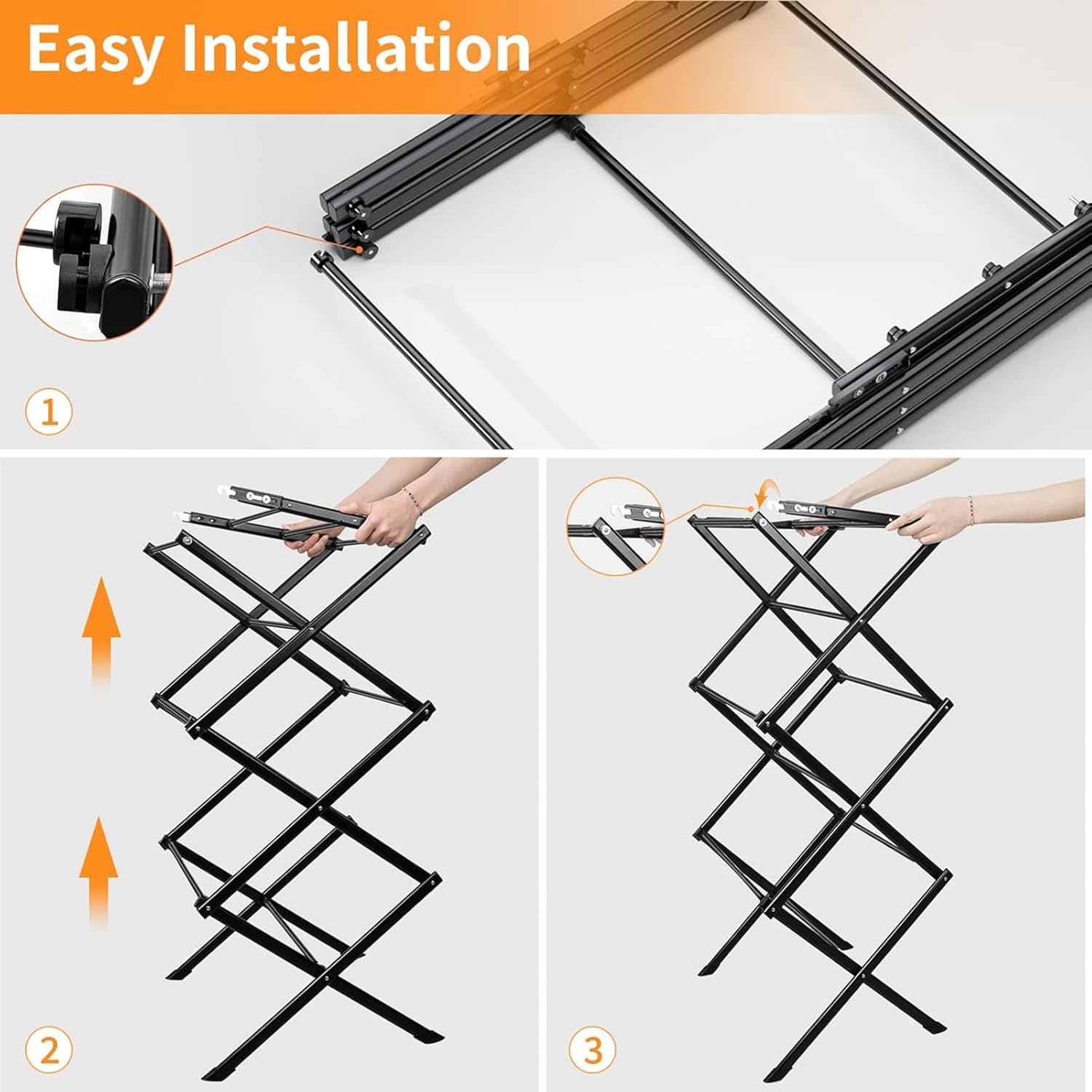 2PCS Foldable Drying Rack Clothing for Laundry Black