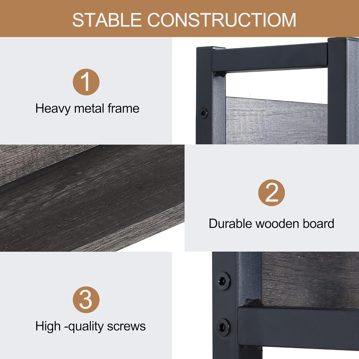 Kitchen Bakers Rack with Baskets,5-Tier Utility Storage Shelf with Hooks, Microwave Oven Stand Rack, Free Standing Kitchen Shelf Vintage Grey