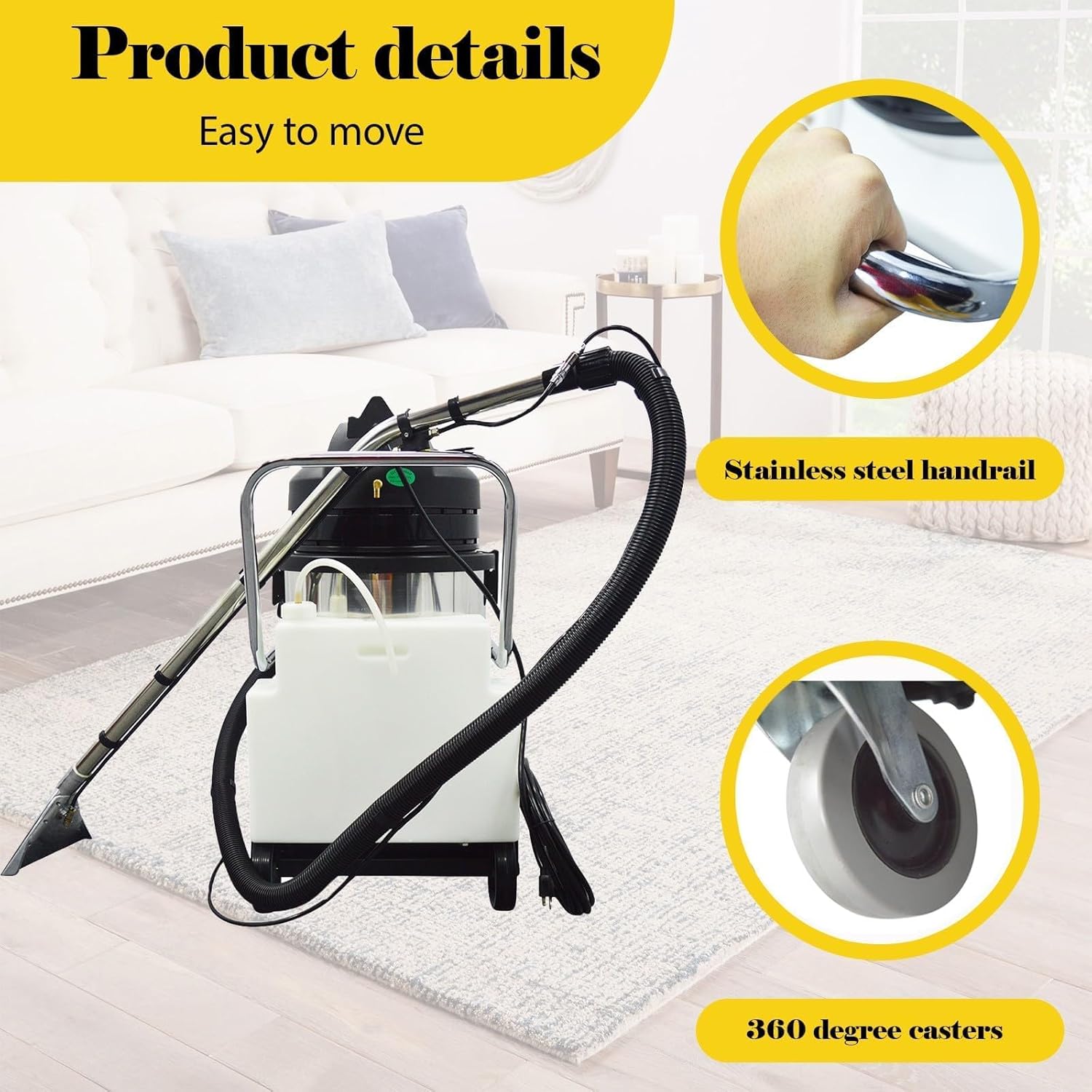 Commercial Carpet Cleaning Machine, 110V Professional 3 in 1 Carpet Vacuum Extractor, 2000W Carpet Cleaner for Sofa Curtain