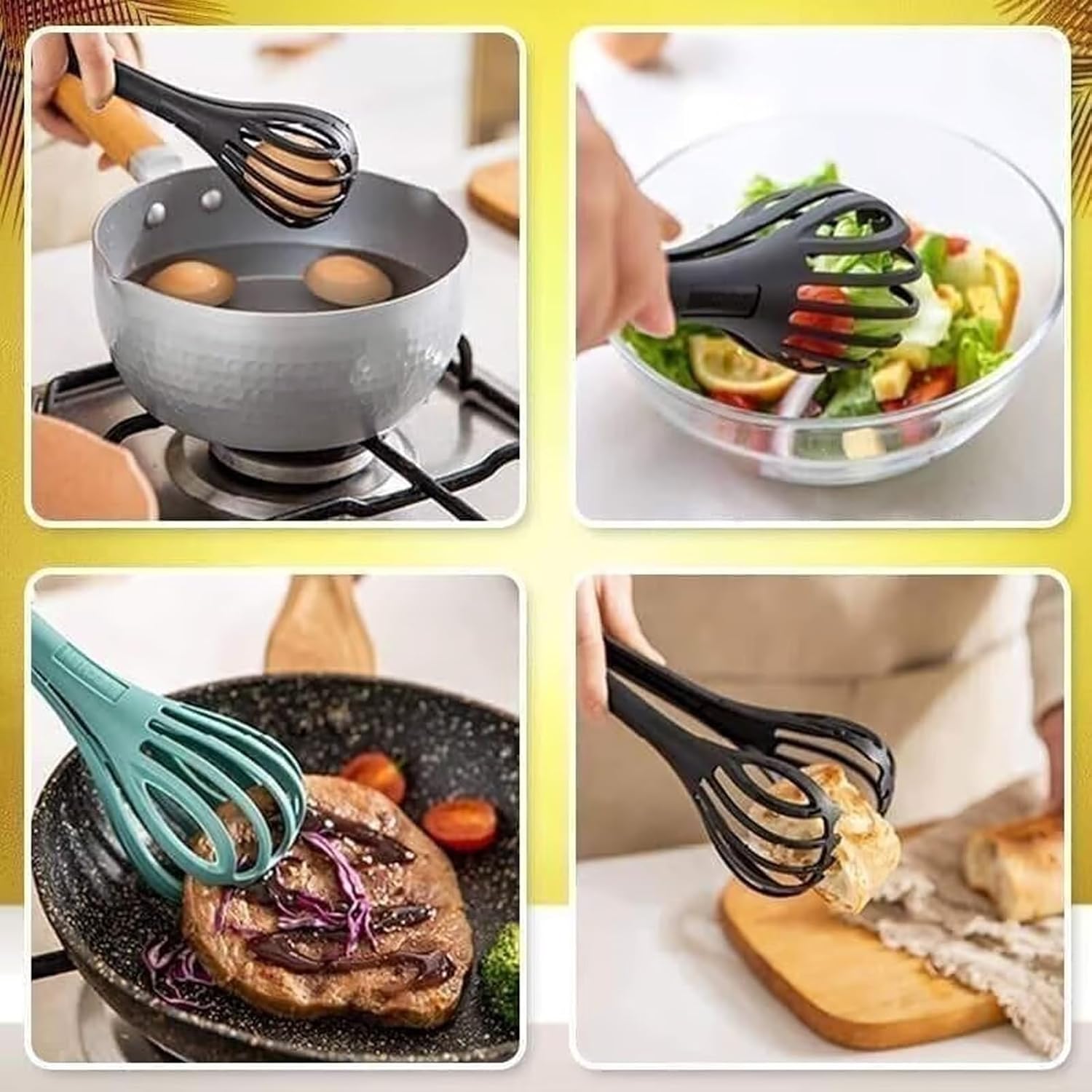 Multifunctional Egg Beater, 2 in 1 Food Clip & Egg Whisk, Multi-purpose Egg Whisks, Handheld Egg Whisk Blender Bread Clip, Household Kitchen Tool for Gripping, Stirring, Mixing Food (Orange+Green)